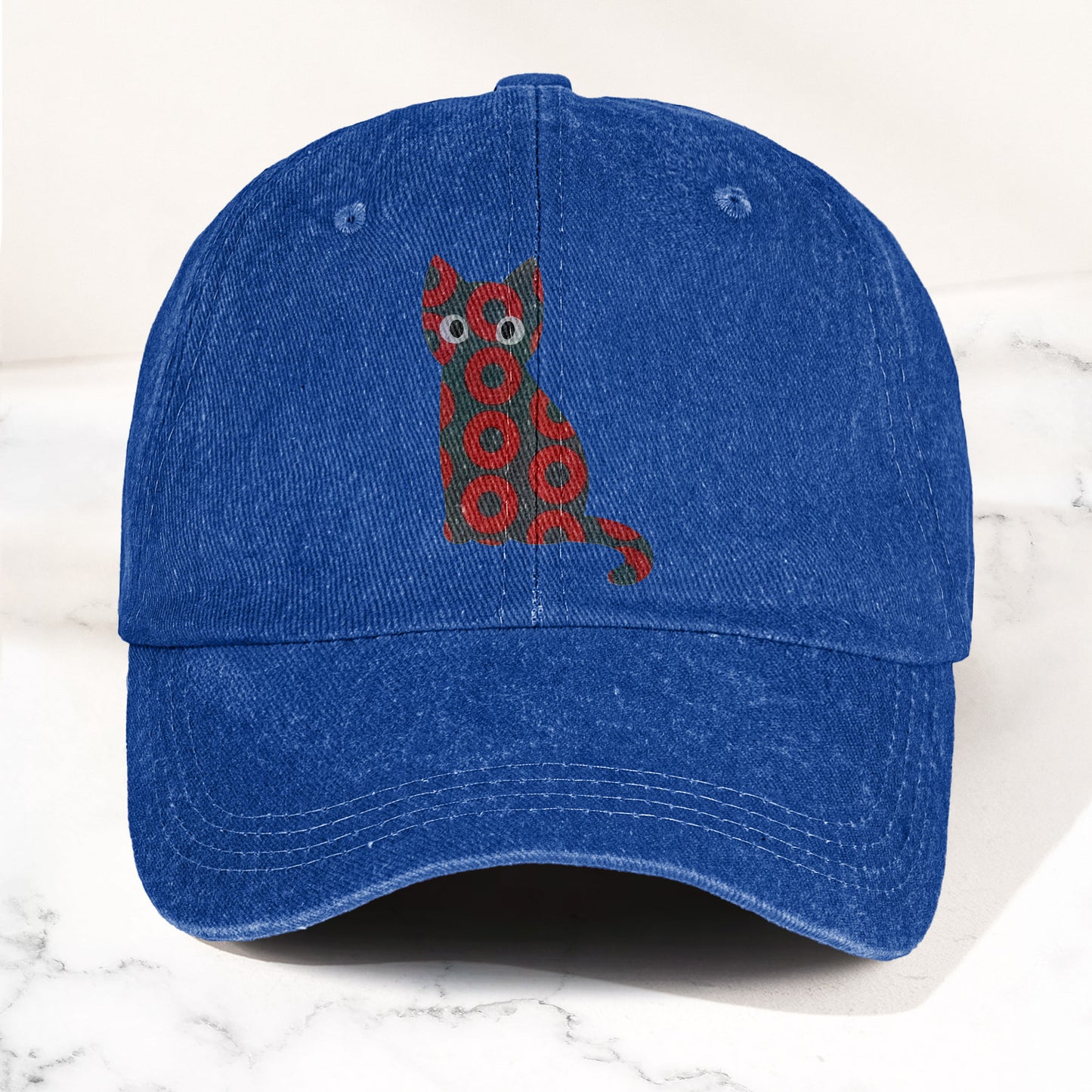 5-PACK Holographic Phish Cat Denim Cap – Retro Music Fan Merch Cap Gift For Dad (With Box)