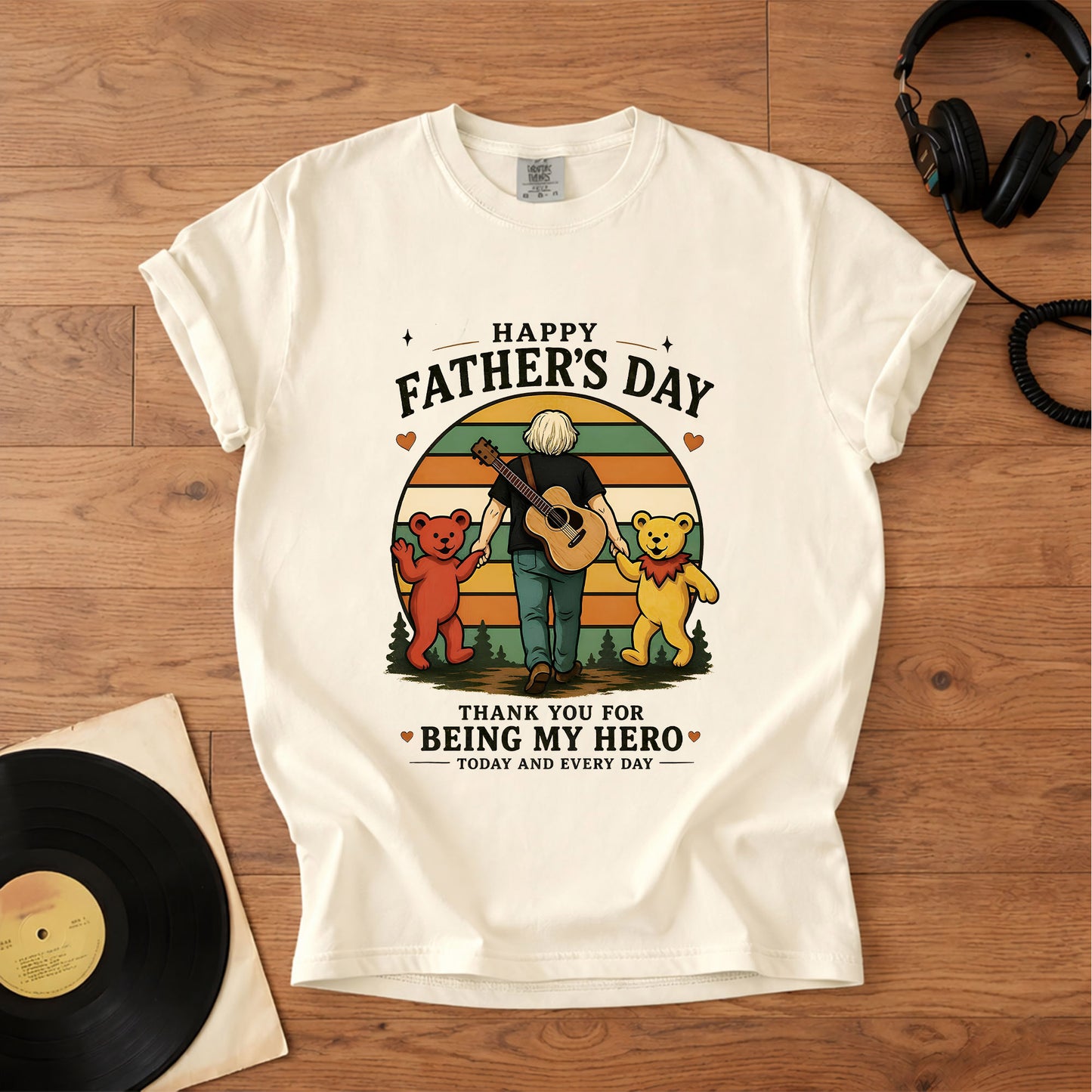 Father’s Day "My Hero" Graphic T-Shirt – Retro Music Grateful Dead Inspired Gift For Dad Tee