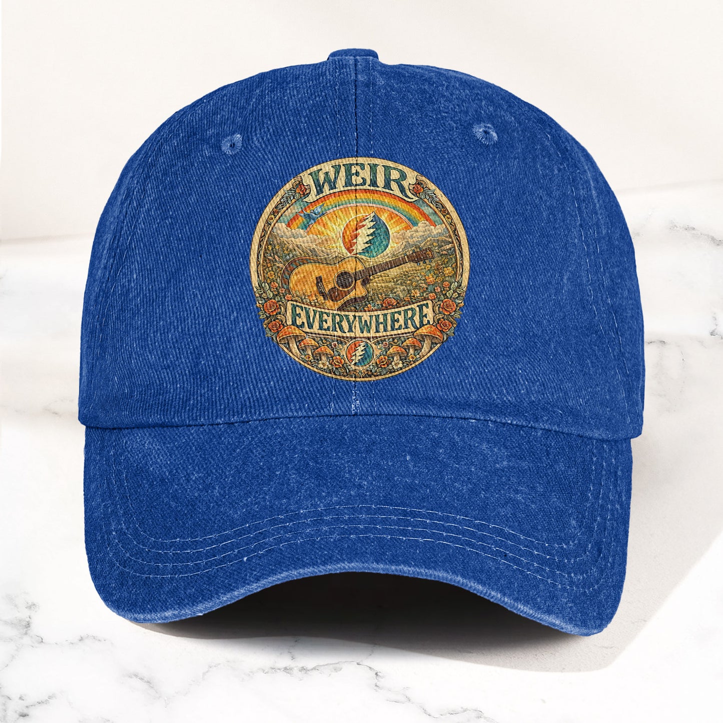 Grateful Dead Bob Weir Everywhere Acoustic Guitar Denim Cap – Retro Vintage Dad Cap Gift For Dad (With Box)
