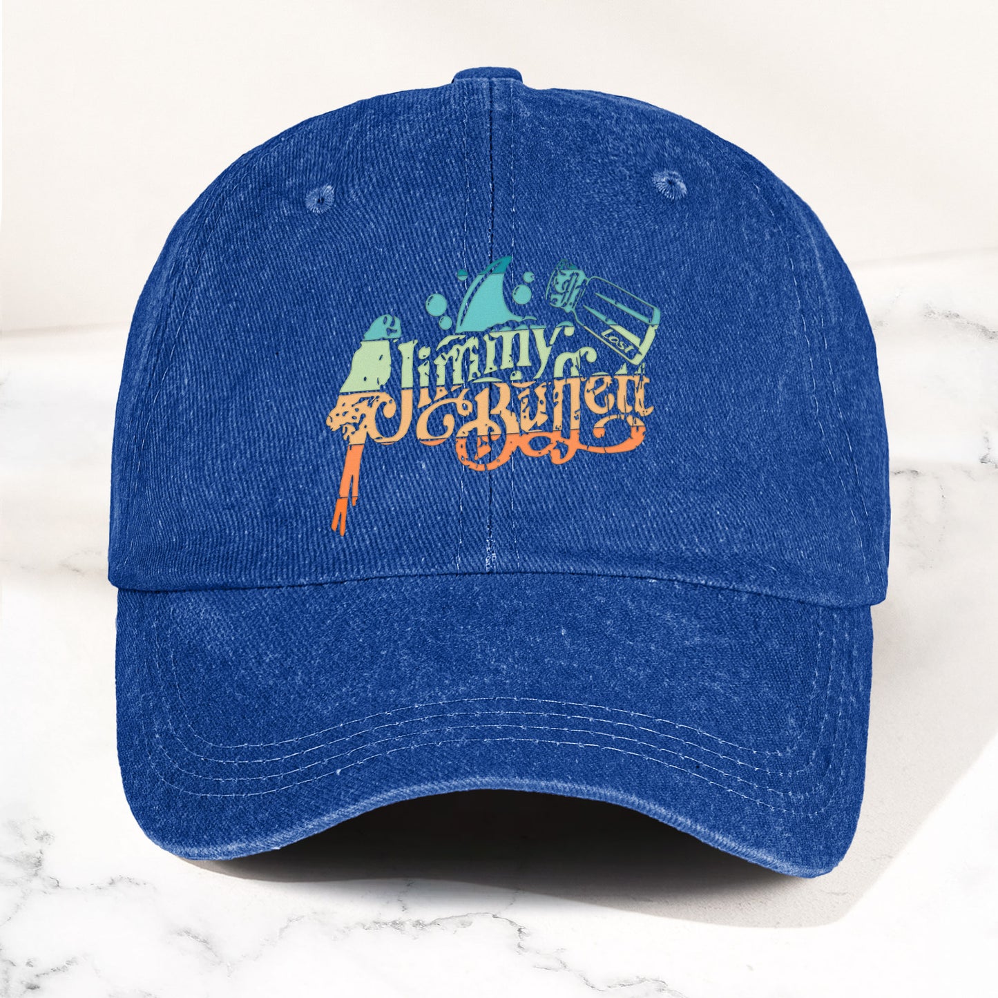 Jimmy Buffett Logo Denim Dad Cap – Vintage Washed Tropical Lifestyle Hat