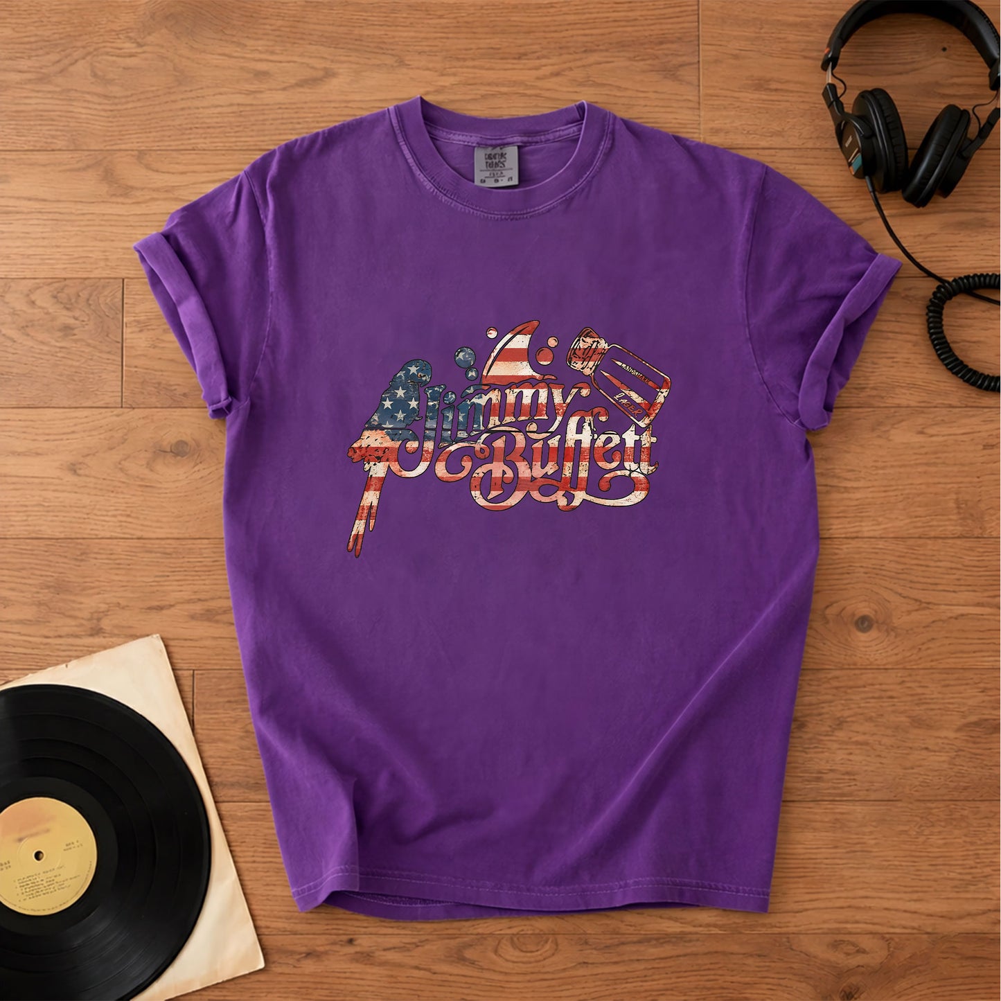 Jimmy Buffett Patriotic American Flag Graphic 4th of July T-Shirt – Retro Rock Metal Music Fan Merch Tee