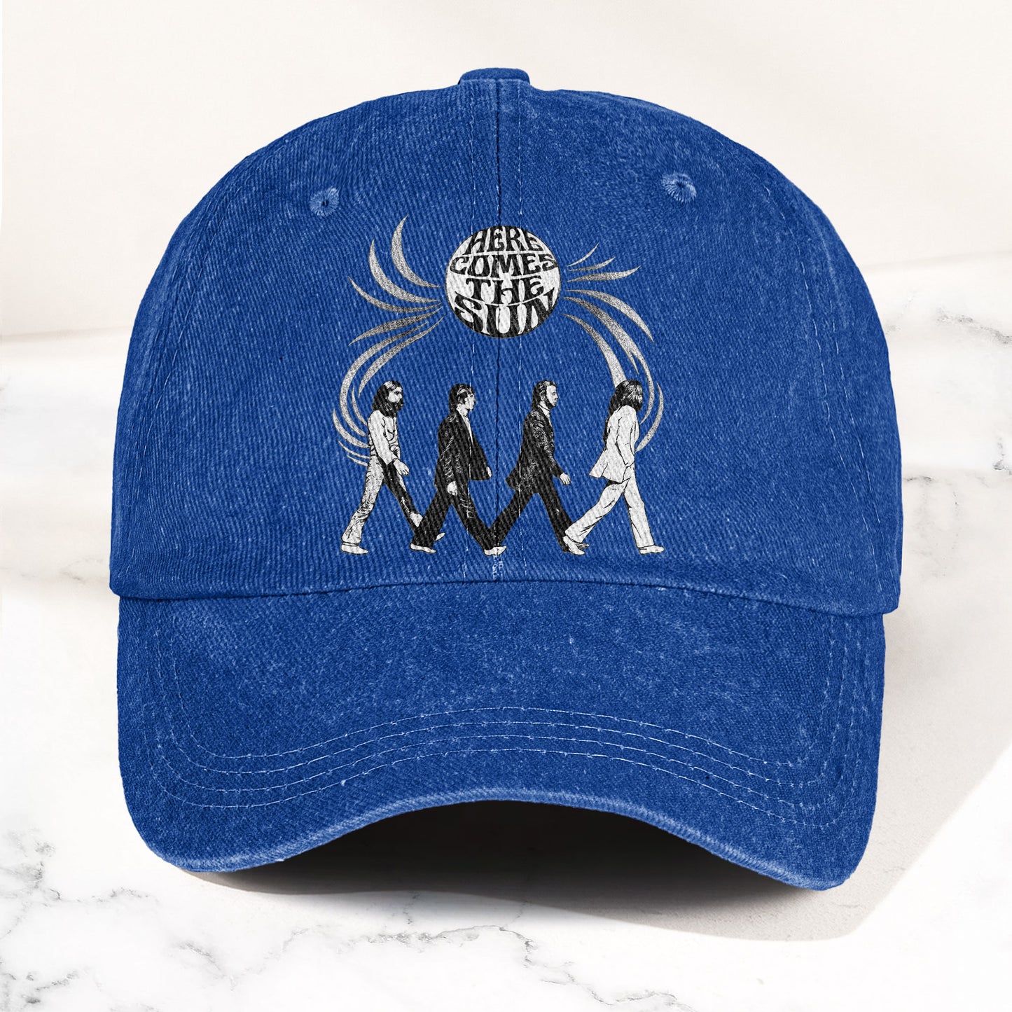 The Beatles Here Comes the Sun Denim Cap – Retro Rock Music Fan Cap Gift For Dad (With Box)