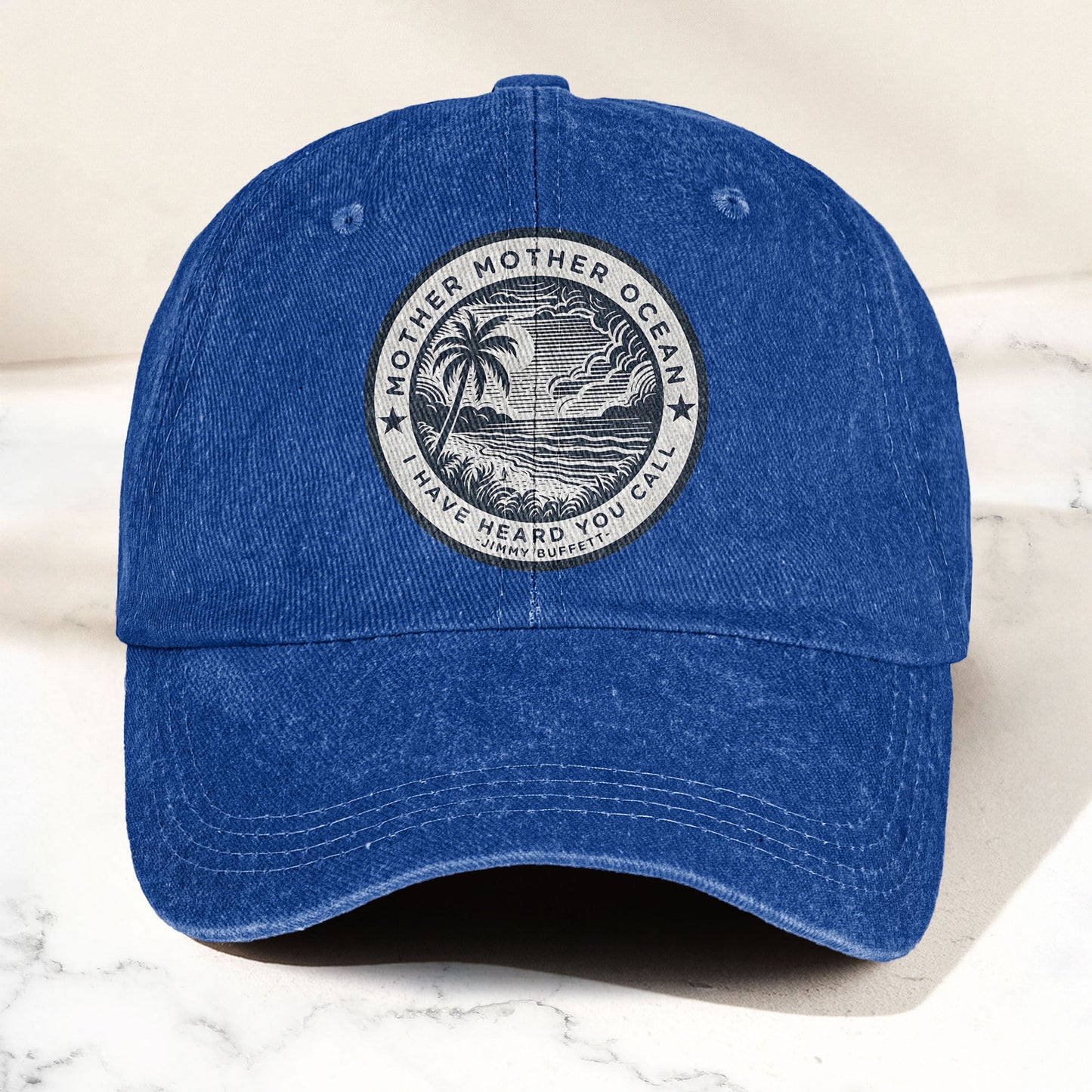 Mother Oceans Denim Cap – Retro Jimmy Buffett Inspired Dad Hat (With Box)