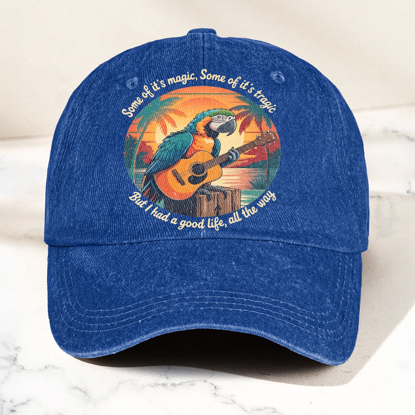 Some of Its Magic, Some of Its Tragic Denim Cap – Retro Jimmy Buffett Inspired Dad Hat (With Box)