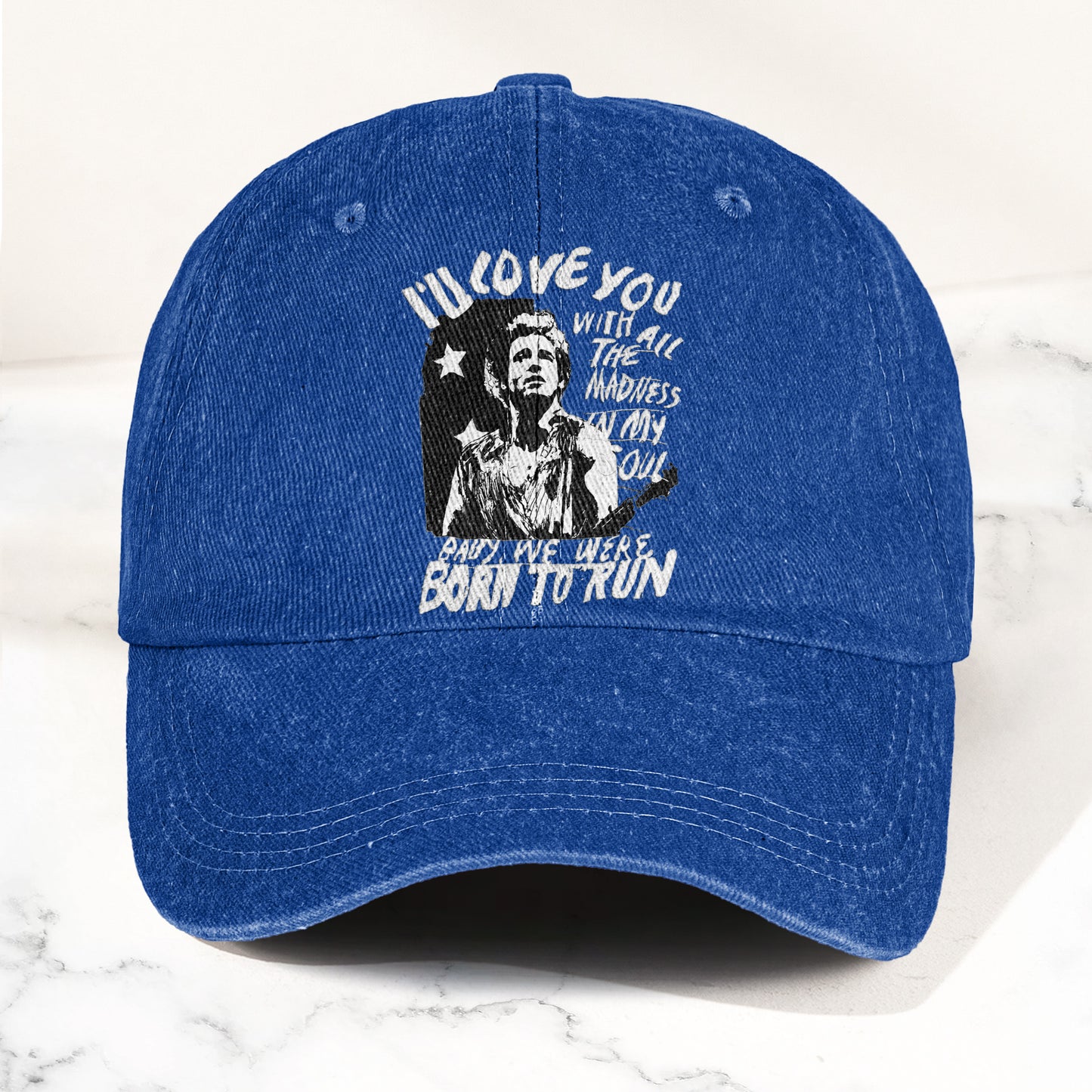 Bruce Springsteen Born to Run Lyrics Denim Cap – Retro Rock Music Fan Cap (With Box)