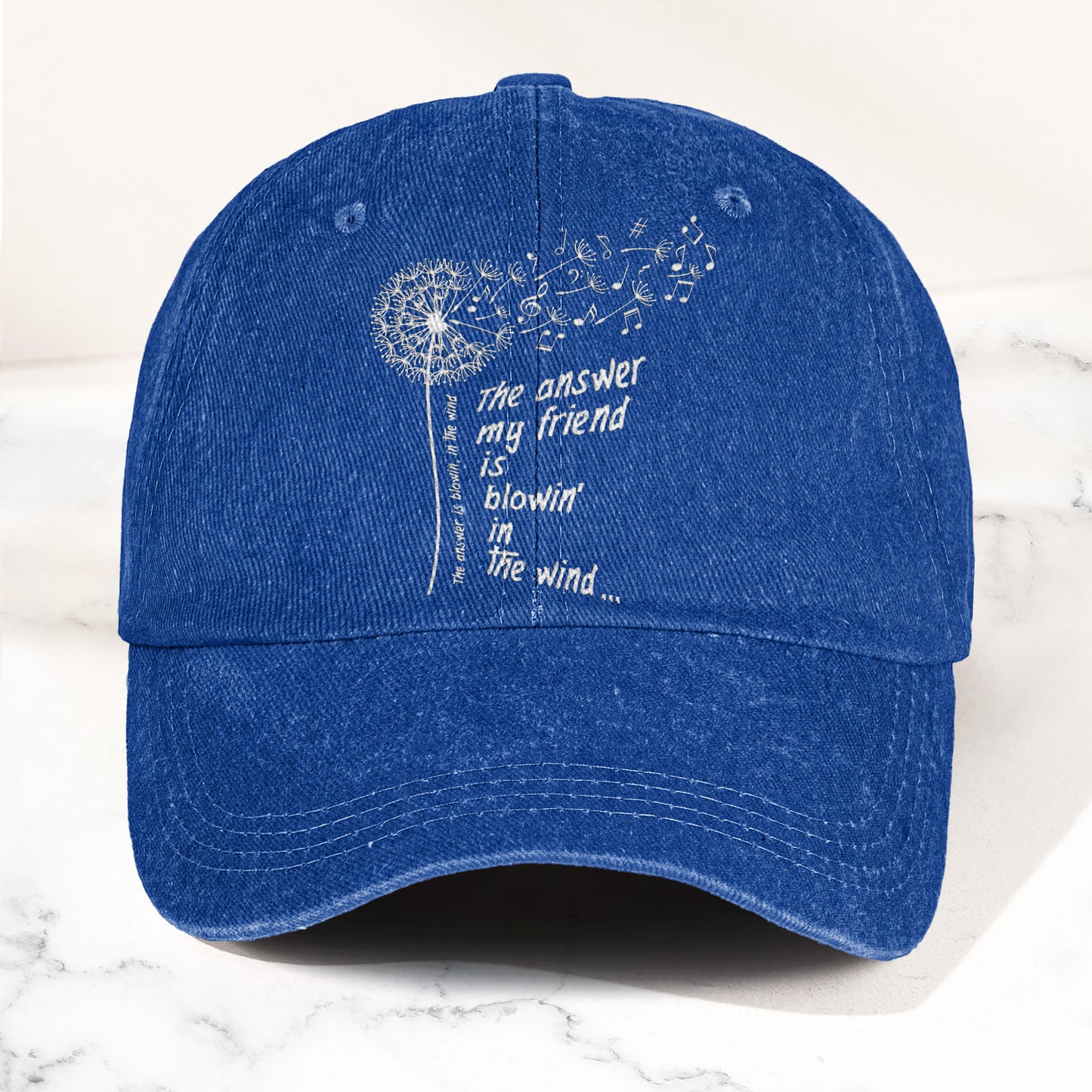 Bob Dylan Blowin In The Wind Dandelion Lyrics Folk Music Merch Denim Cap – Retro Vintage Dad Cap Gift For Dad (With Box)