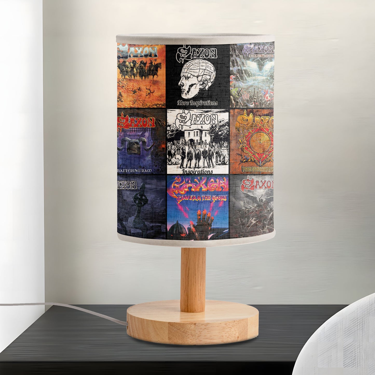 Saxon Fabric Lamp – Heavy Metal Titans Album Art Collection