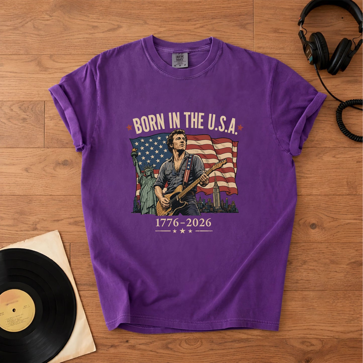 Bruce Springsteen Born In The USA 4th of July Patriotic Graphic T-Shirt – Retro Rock Music Fan Merch Tee