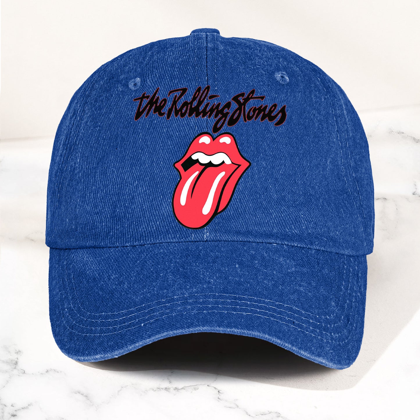 The Rolling Stones Denim Dad Cap – Classic Tongue Logo Design ( With BOX)