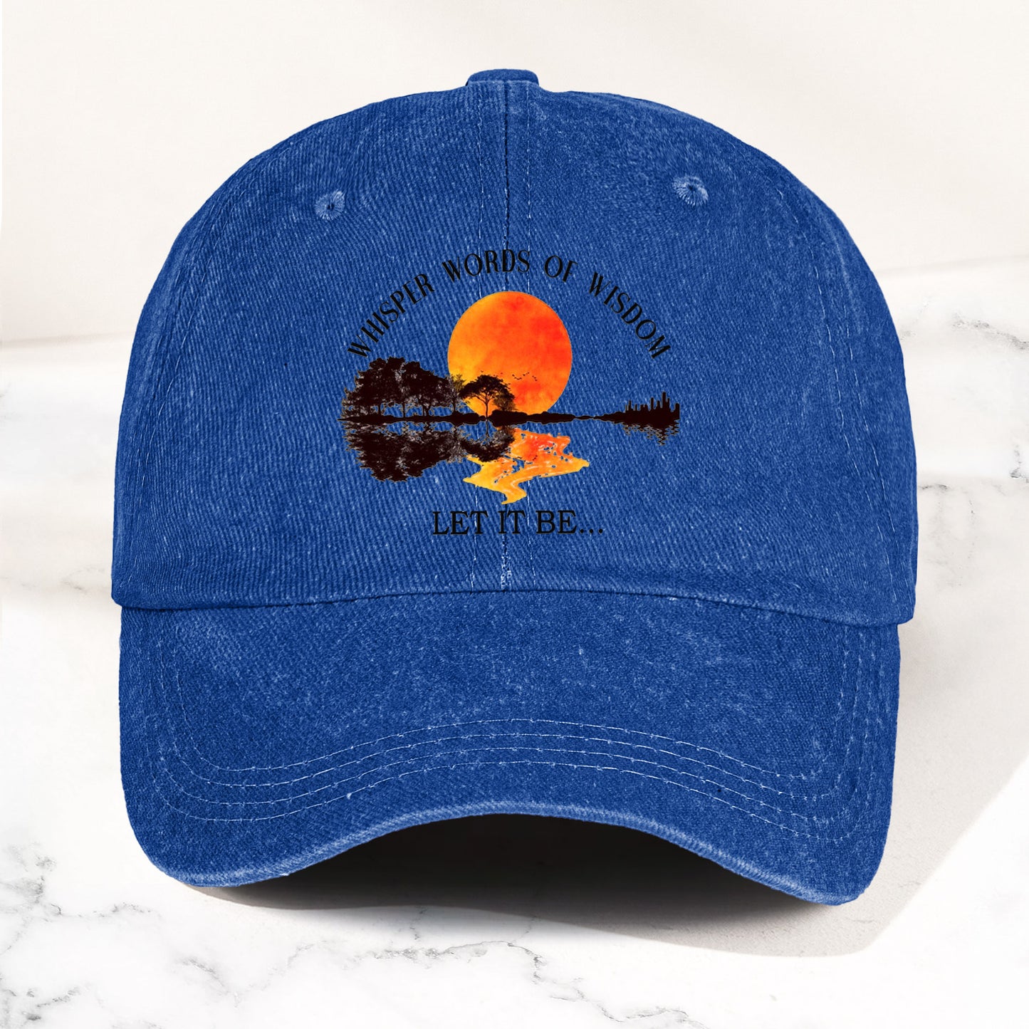 The Beatles Let It Be Whisper Words Of Wisdom Lyrics Graphic Denim Cap – Retro Rock Music Fan Cap (With Box)