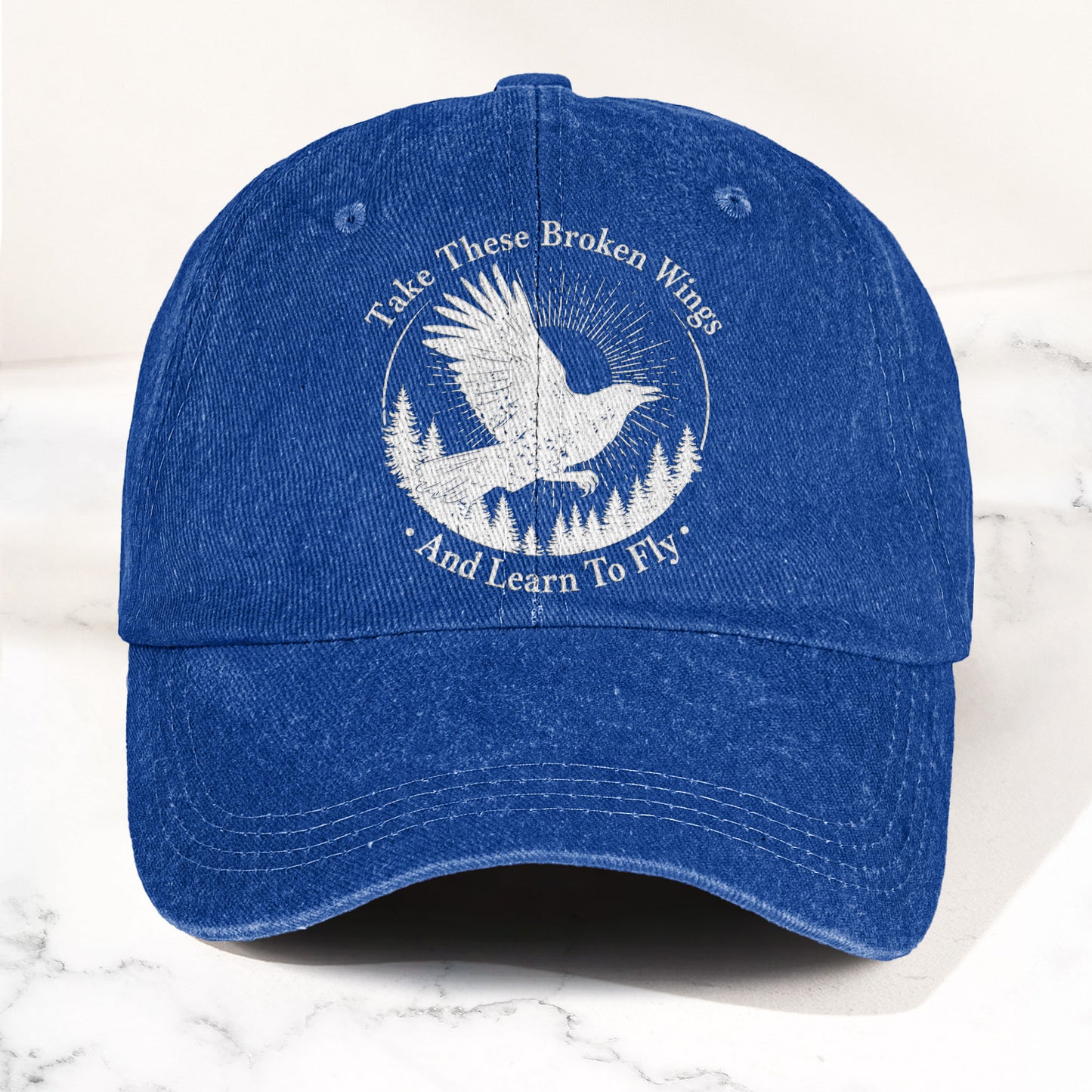Broken Wings Take These Broken Wings And Learn To Fly Denim Cap – Retro Vintage Dad Cap Gift For Dad (With Box)