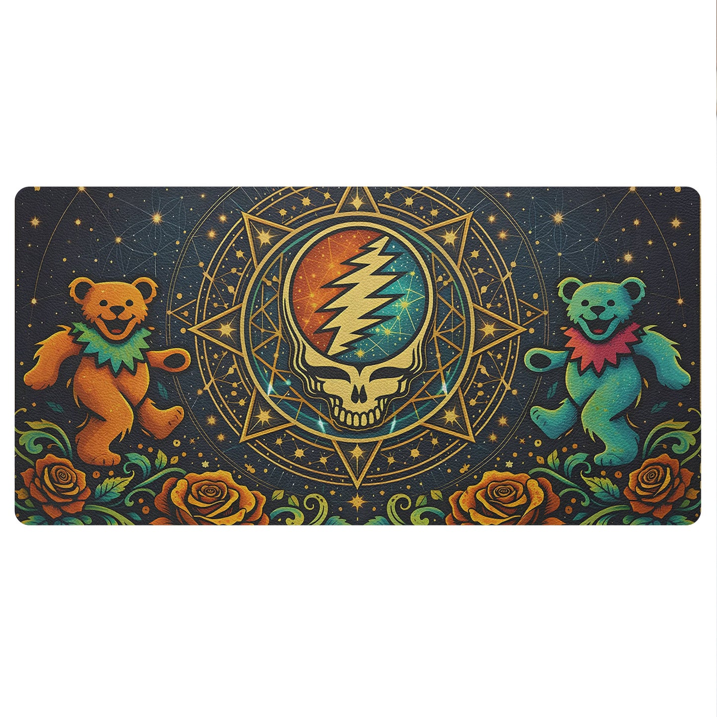 Grateful Dead Steal Your Face with Dancing Bears Desk Mat – Non-slip Keyboard Pad Gift For Music Lovers