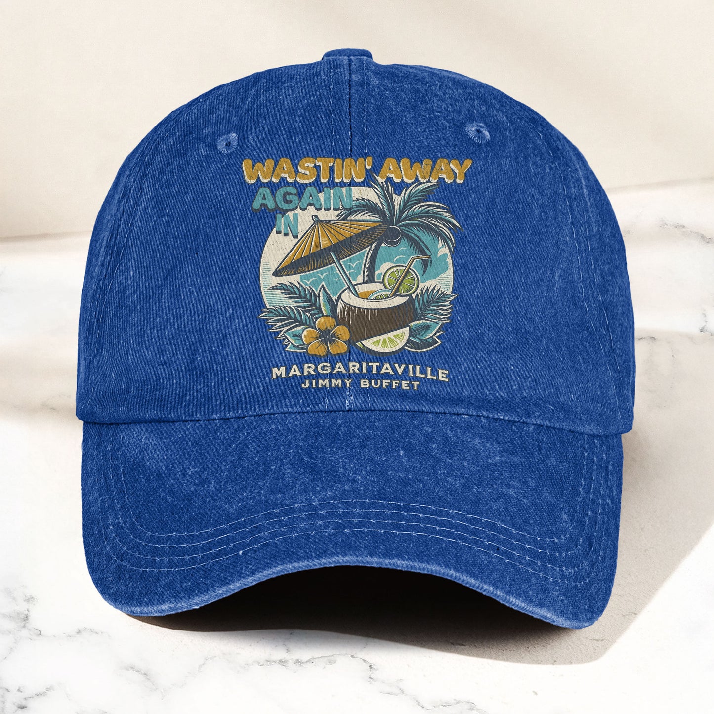 Margaritaville Denim Cap – Retro Jimmy Buffett Inspired Dad Hat (With Box)