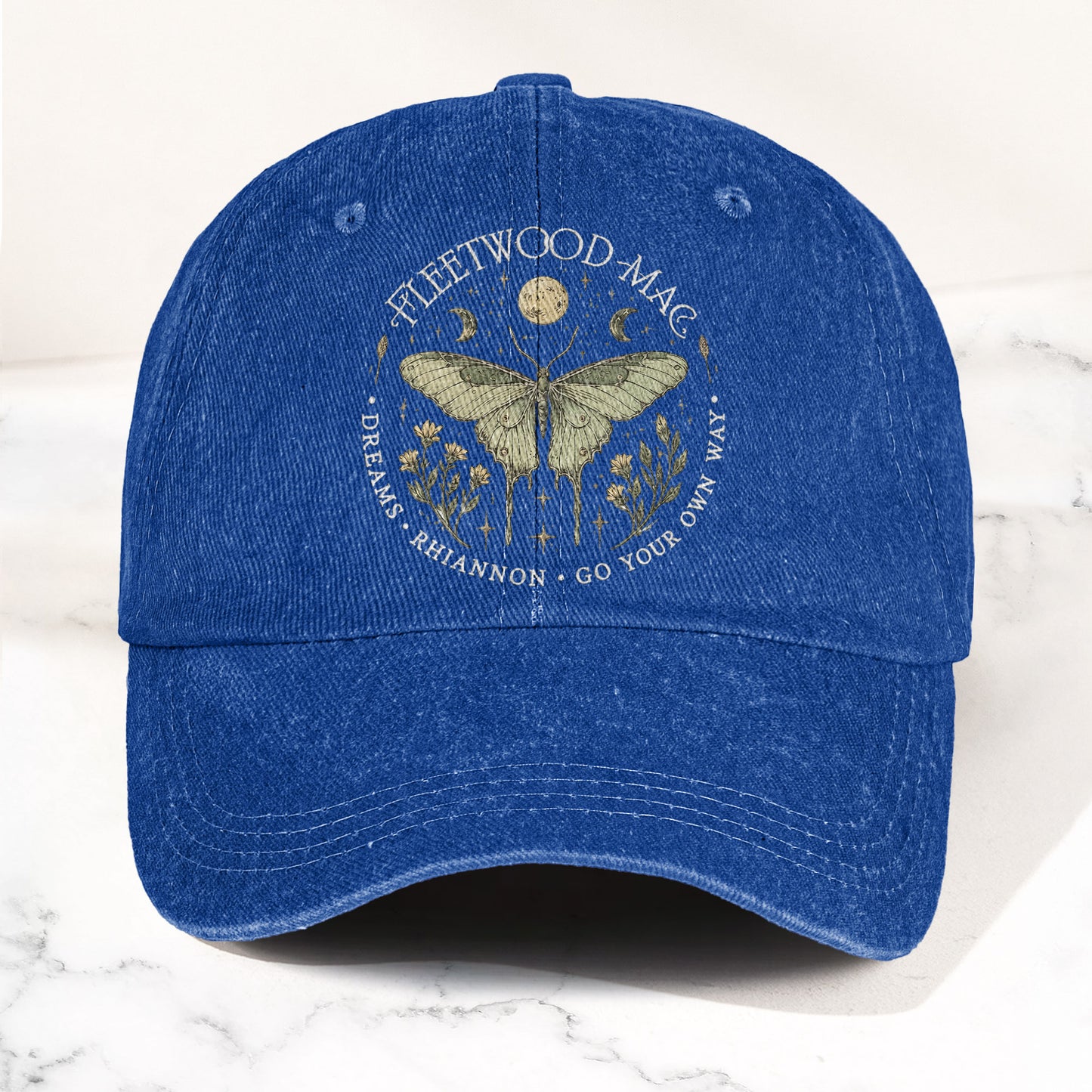Fleetwood Mac Butterfly Mystical Graphic Vintage Denim Cap – Retro Dad Cap (With Box)