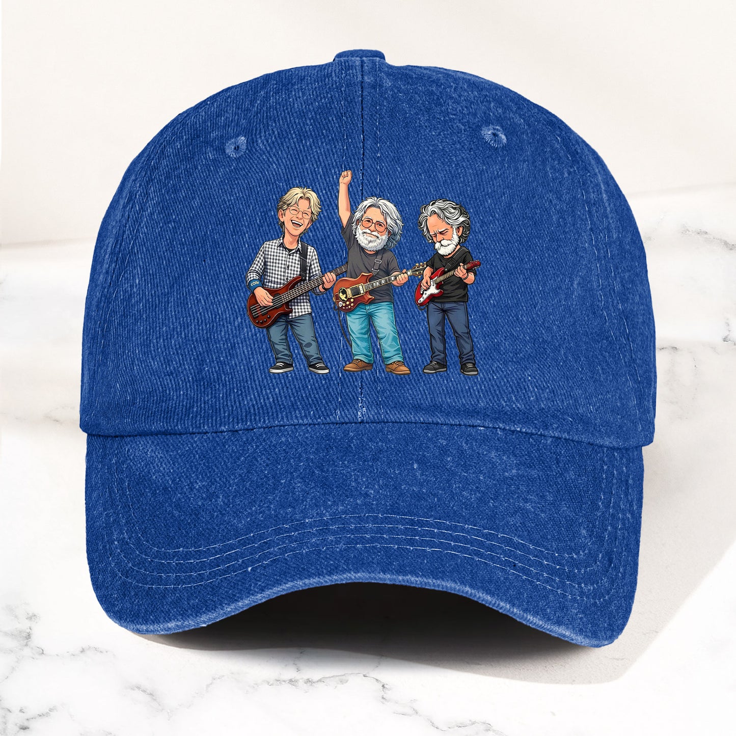 Grateful Dead Denim Dad Cap – Jerry Garcia Band Members Tribute Jam Band Hat (With BOX)