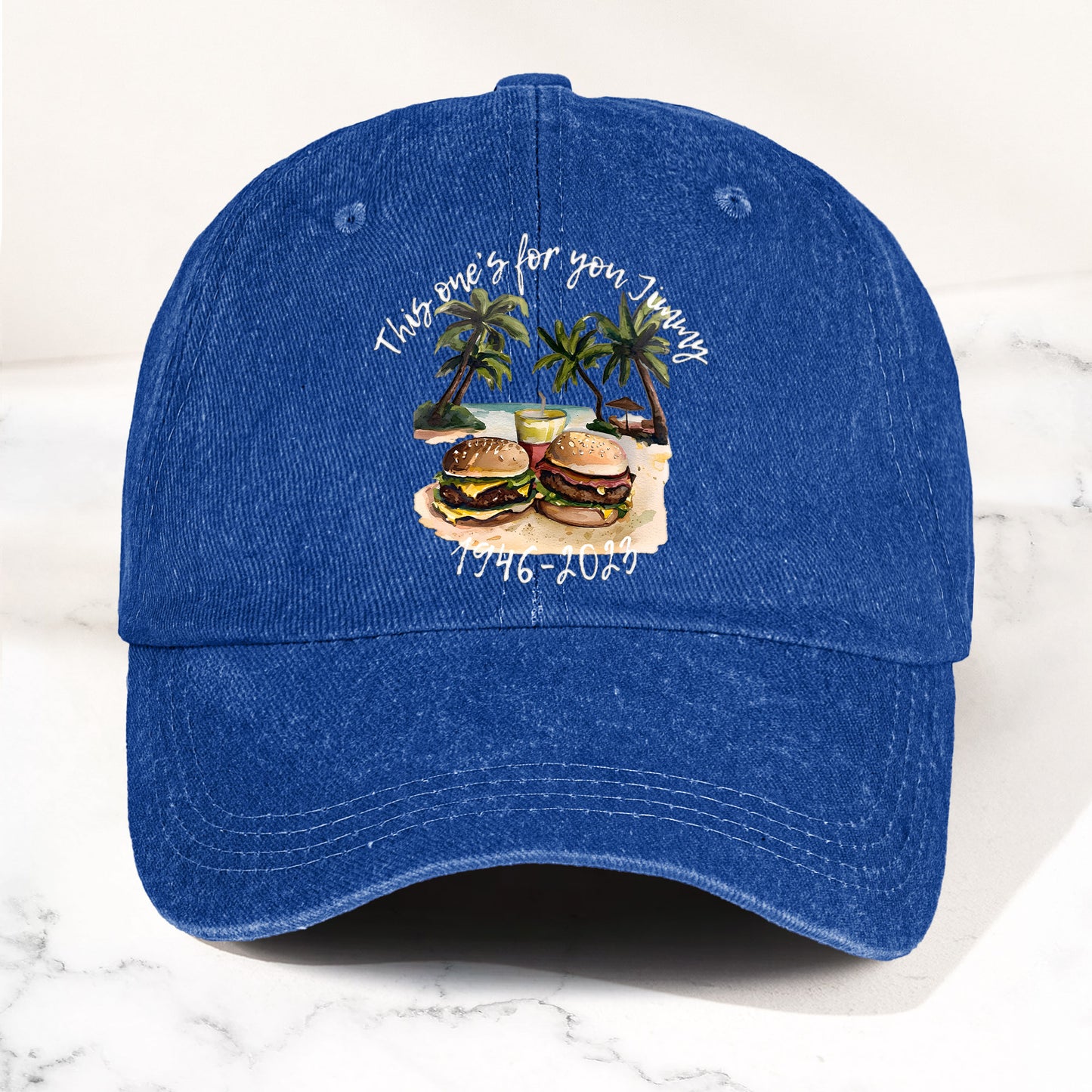 Jimmy Buffett Tribute Denim Dad Cap – "This One’s For You Jimmy" Vintage Hat