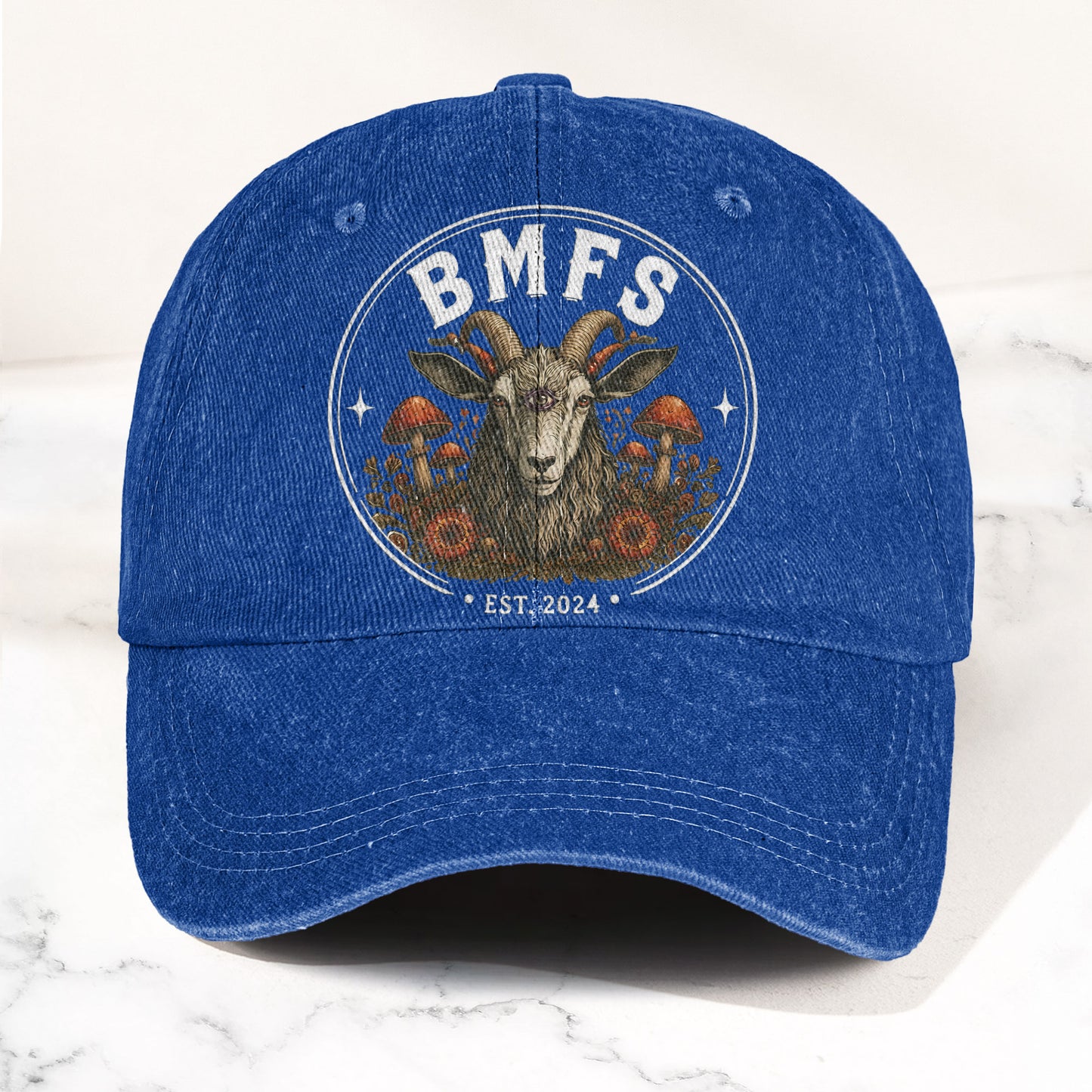 Billy Strings BMFS Goat Three Eyed Goat Mushroom Vintage Graphic Denim Cap – Retro Vintage Dad Cap Gift For Dad (With Box)