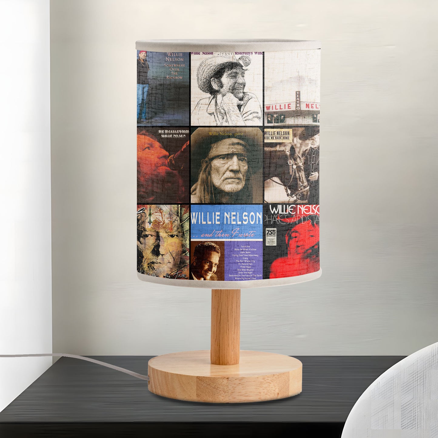 Willie Nelson Fabric Lamp – Country Legend Album Art Collection