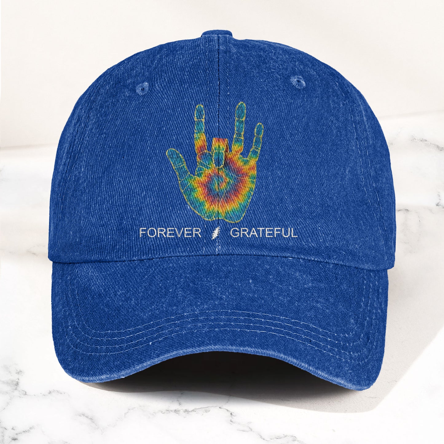Jerry Garcia Handprint Tie Dye Denim Cap – Retro Music Grateful Dead Cap Gift For Dad (With Box)