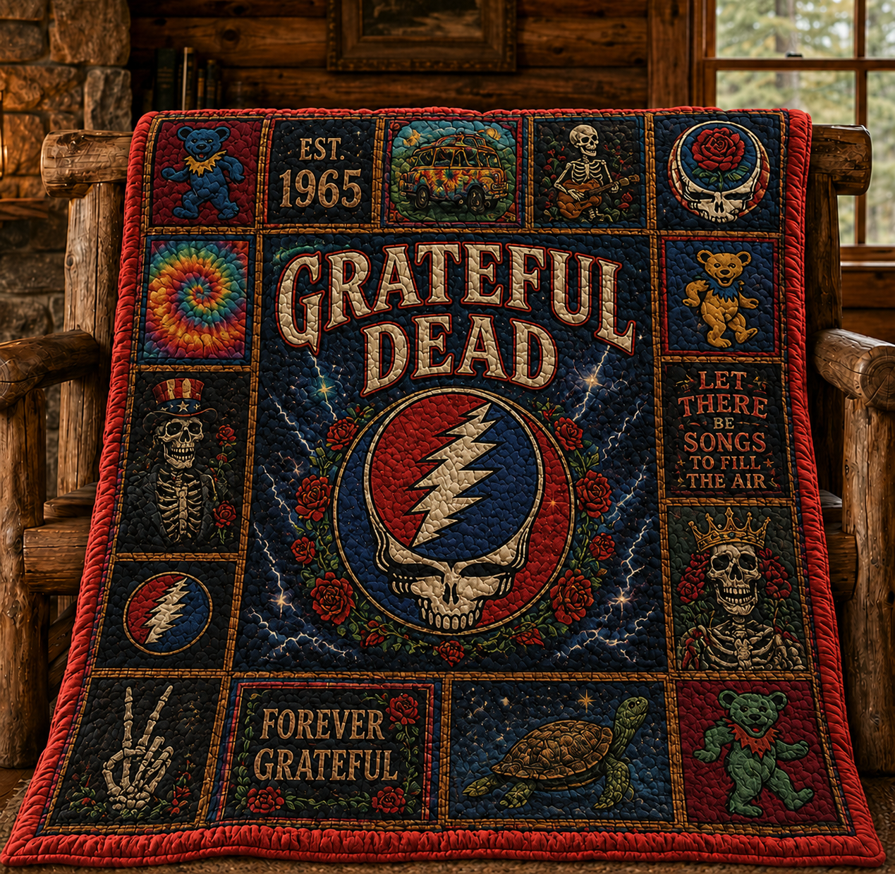 Grateful Dead Psychedelic Quilt Blanket – A Long Strange Trip In Every Stitch