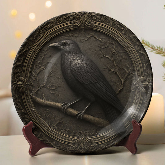 The Raven’s Vigil – Gothic Decorative Ceramic Plate