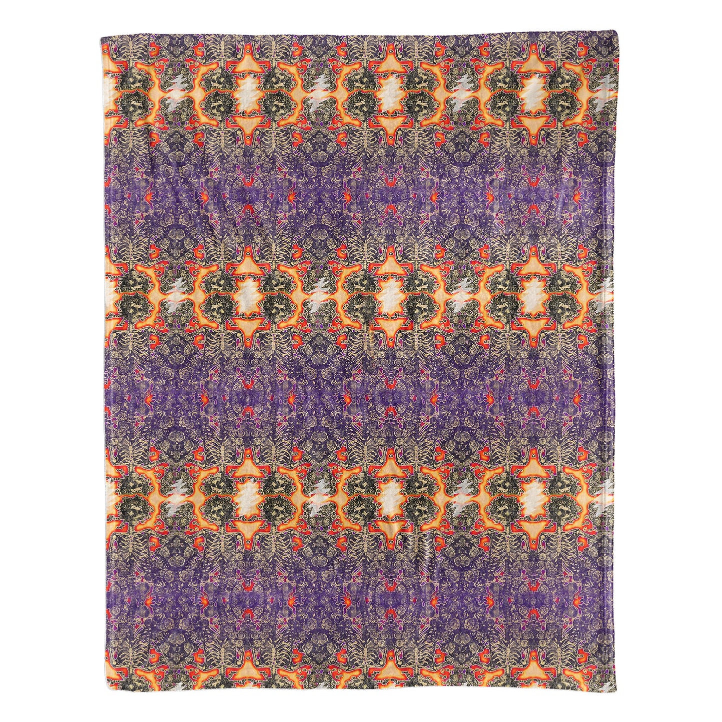 Grateful Dead Sherpa Blanket – Skull and Rose Psychedelic Collage Rock Icon Throw Blanket