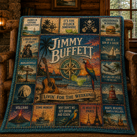 Jimmy Buffett Tropical Rock Quilt Blanket – Margaritaville Escape In Every Stitch