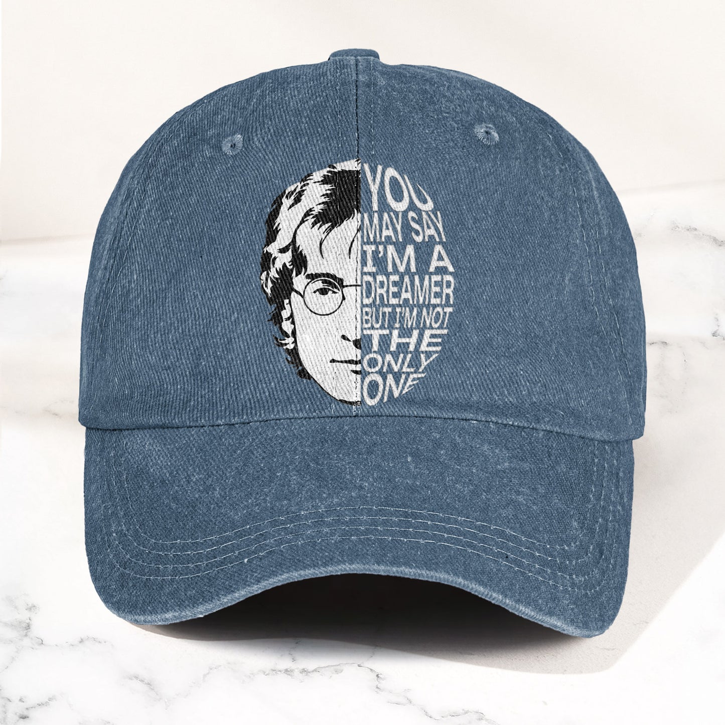 John Lennon You May Say I'm A Dreamer But I'm Not The Only One Denim Cap – Retro Rock Music Fan Cap Gift For Dad (With Box)