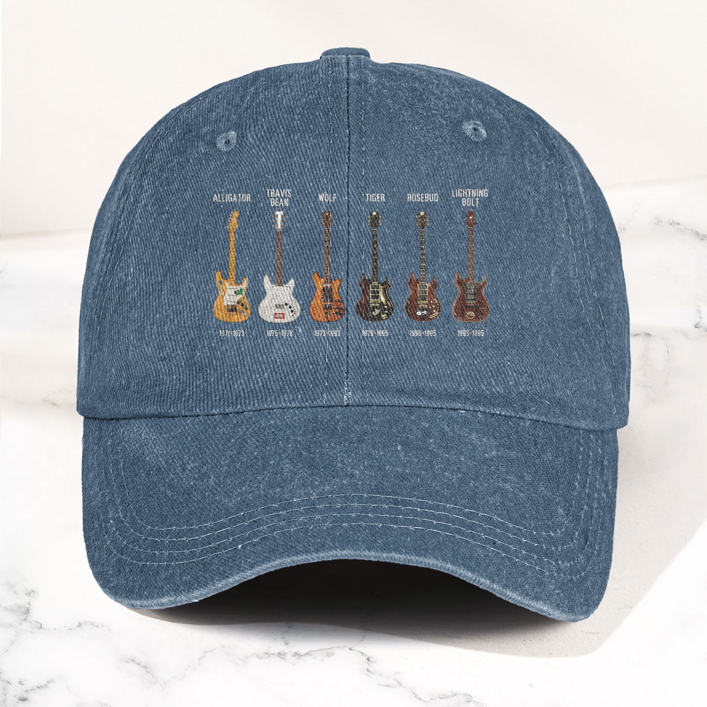 Jerry Garcia Famous Guitars Denim Cap – Vintage Music Grateful Dead Merch Gift for Dad (With Box)