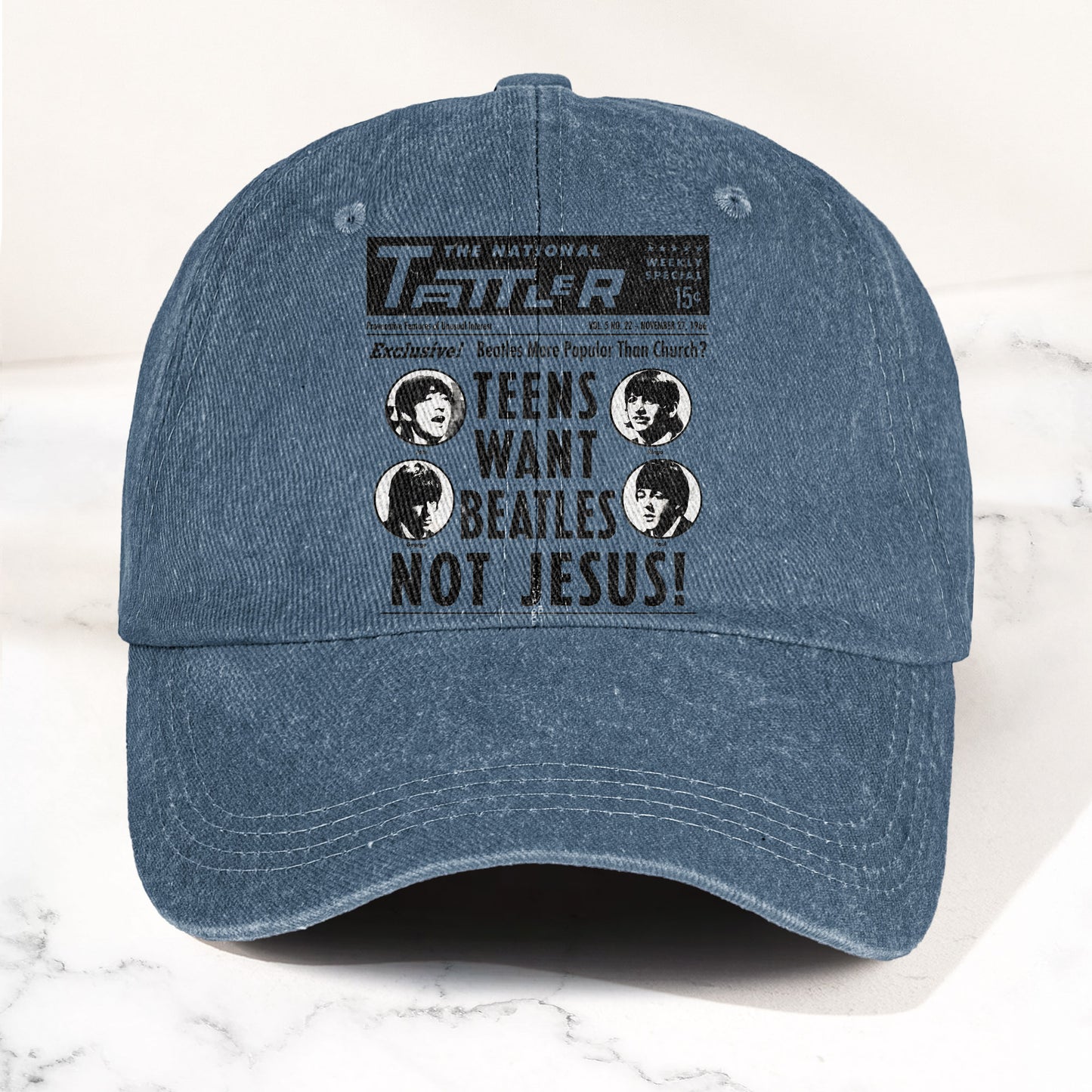 Teens Want Beatles Not Jesus Denim Cap – Retro Rock Music Fan Cap (With Box)