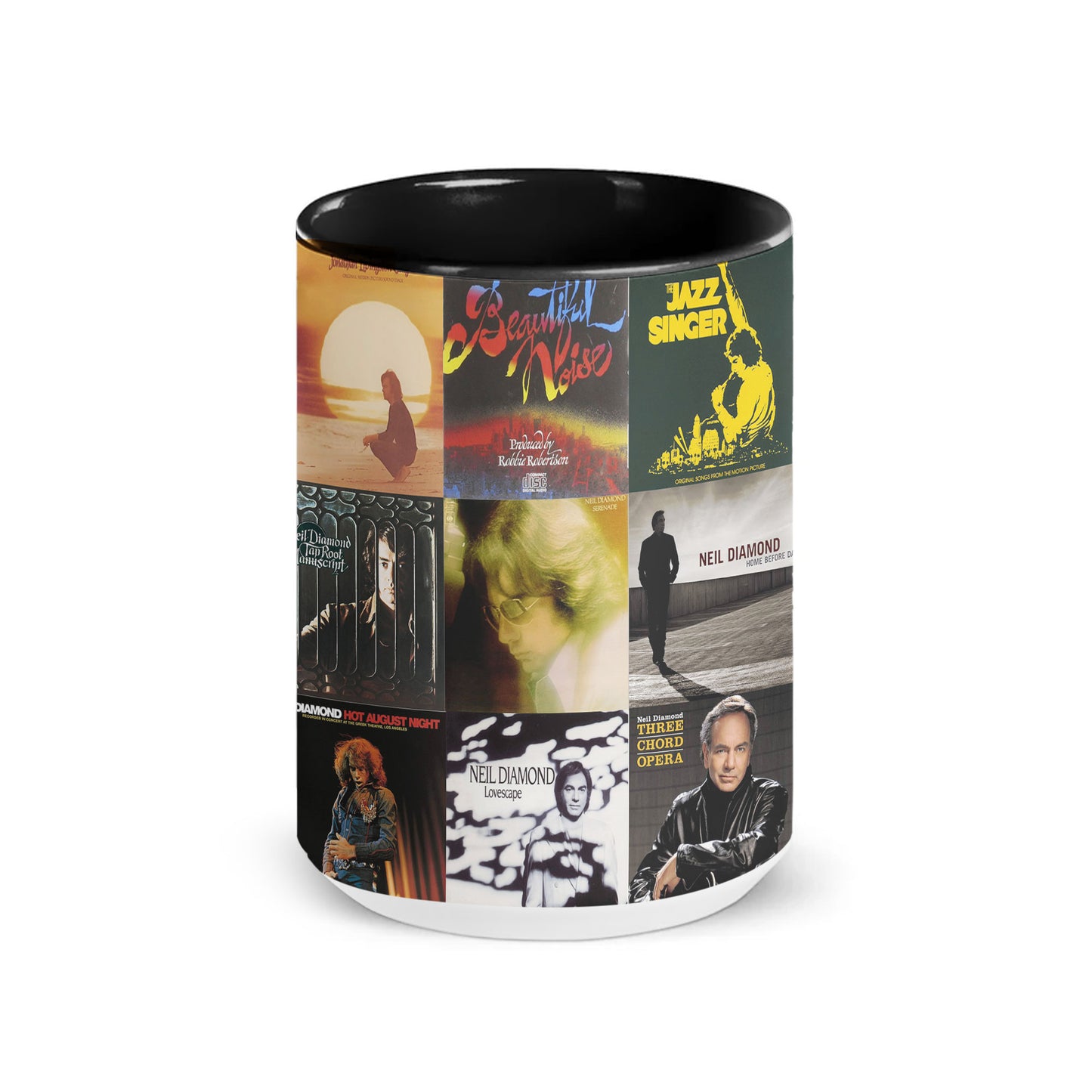 Neil Diamond Accent Mug – Classic Album Cover Collage Gift
