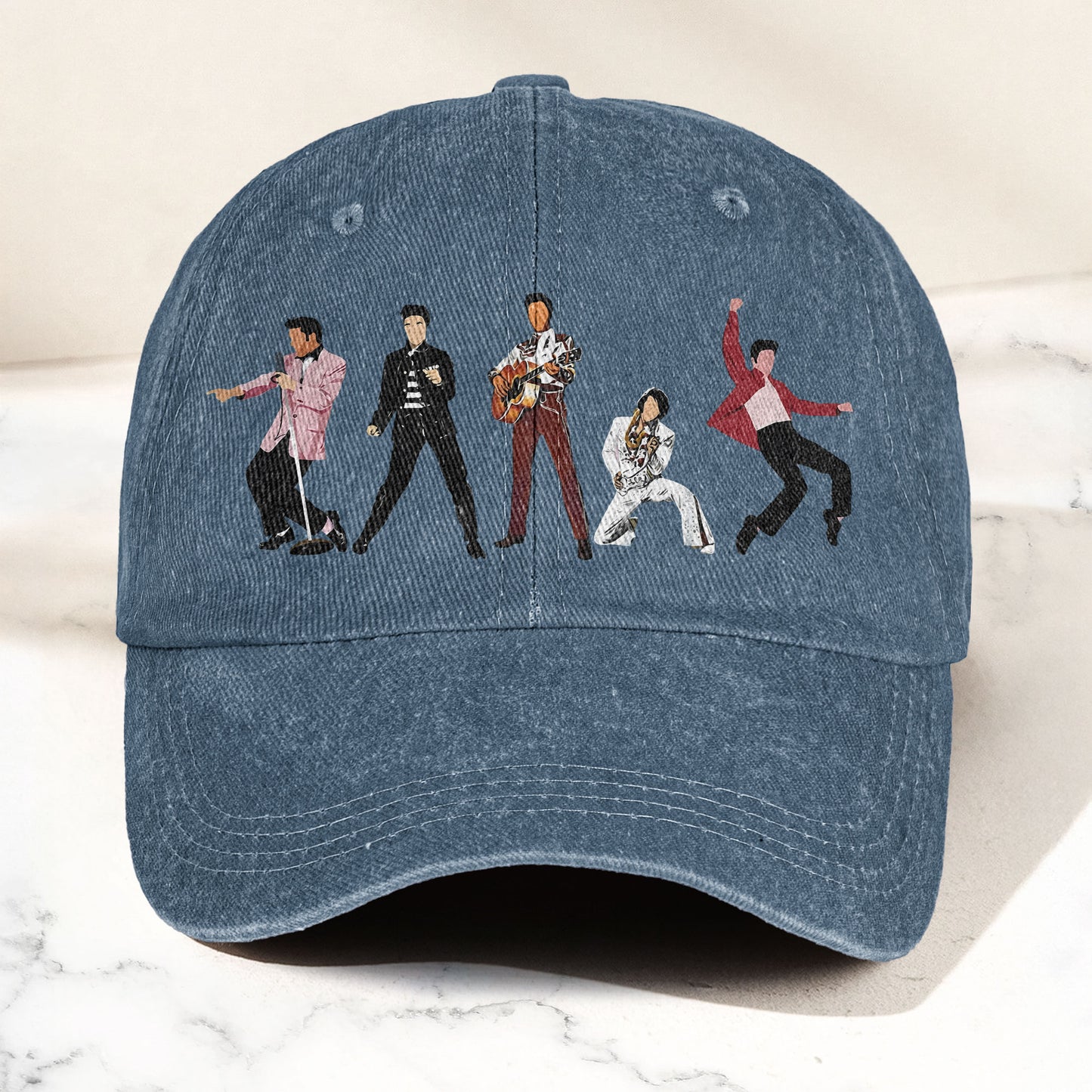 Elvis Presley Denim Cap – Iconic Eras Graphic Dad Hat (With Box)