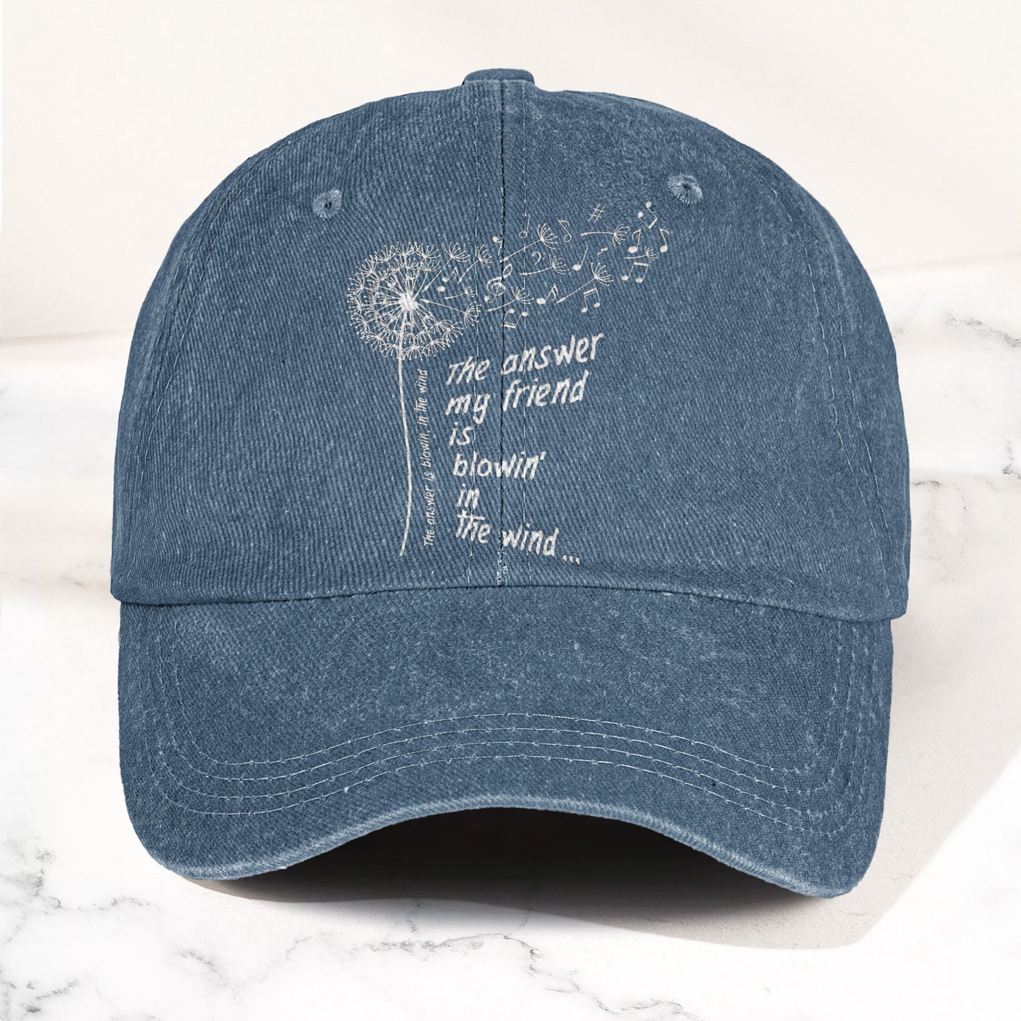 Bob Dylan Blowin In The Wind Dandelion Lyrics Folk Music Merch Denim Cap – Retro Vintage Dad Cap Gift For Dad (With Box)