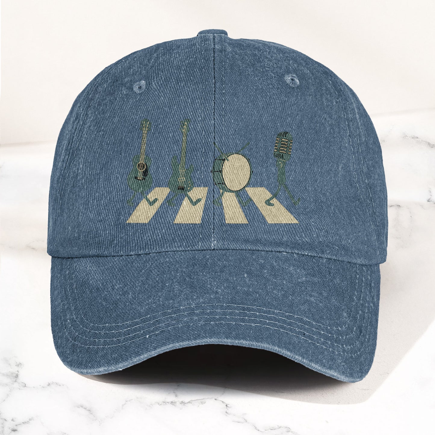 The Beatles Music Instruments Abbey Road Style Parody Vintage Denim Cap – Retro Music Band Cap Gift For Dad (With Box)
