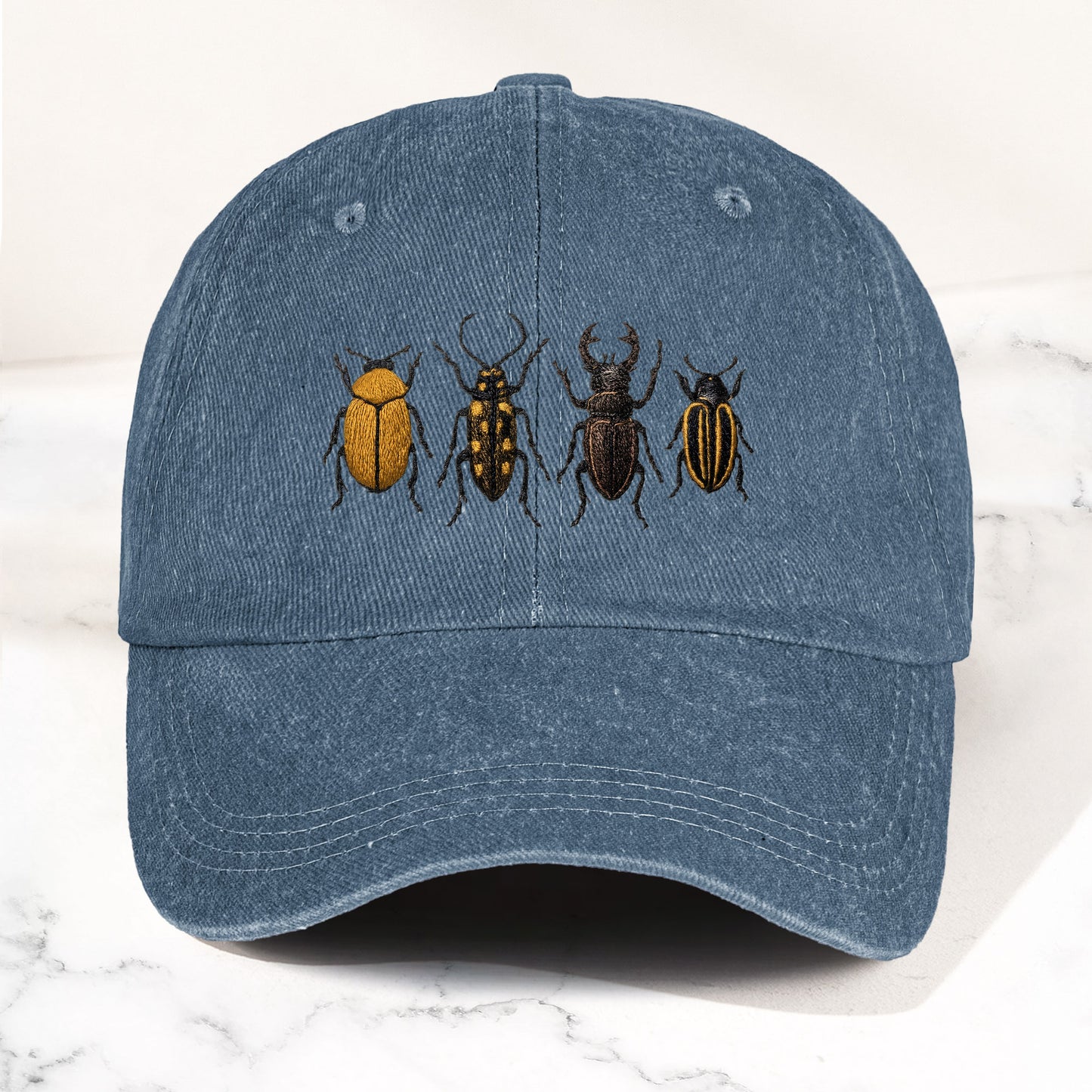 The Beatles Denim Cap – Minimalist Beetle Design Dad Hat ( With Box)