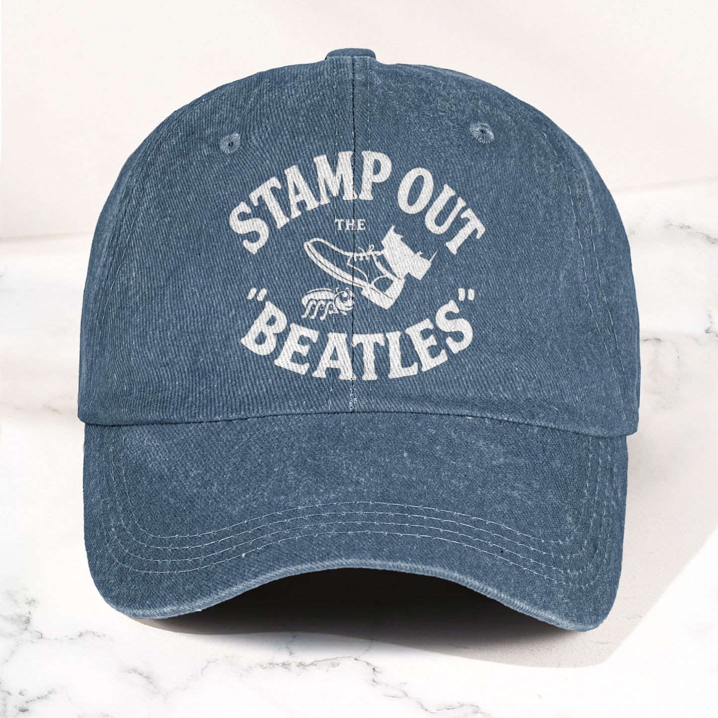 The Beatles Stamp Out Vintage 1960s Satire Graphic Music Merch Denim Cap – Retro Vintage Dad Cap Gift For Dad (With Box)