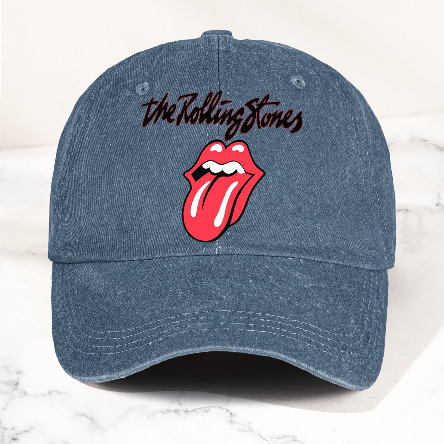 The Rolling Stones Denim Dad Cap – Classic Tongue Logo Design ( With BOX)
