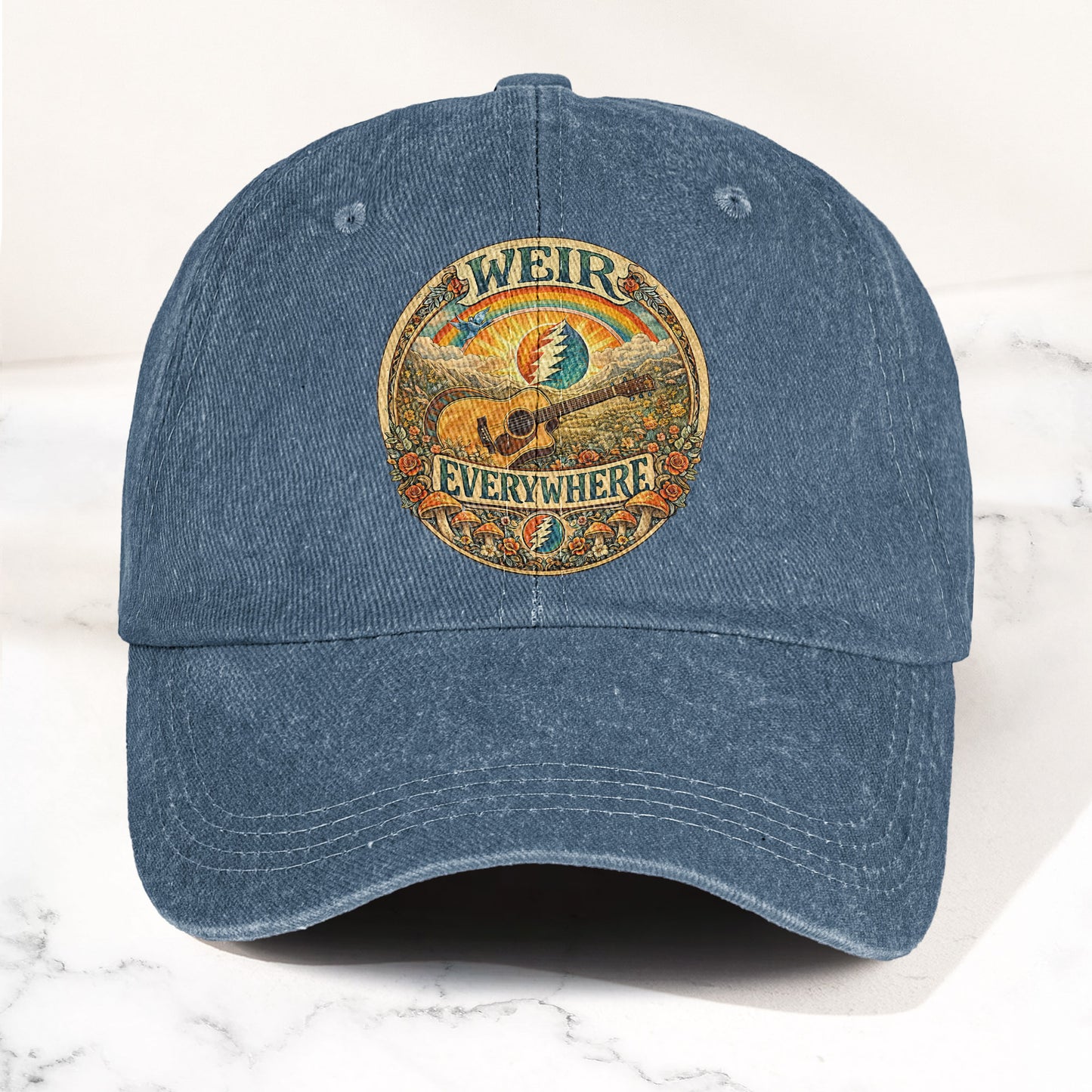 Grateful Dead Bob Weir Everywhere Acoustic Guitar Denim Cap – Retro Vintage Dad Cap Gift For Dad (With Box)