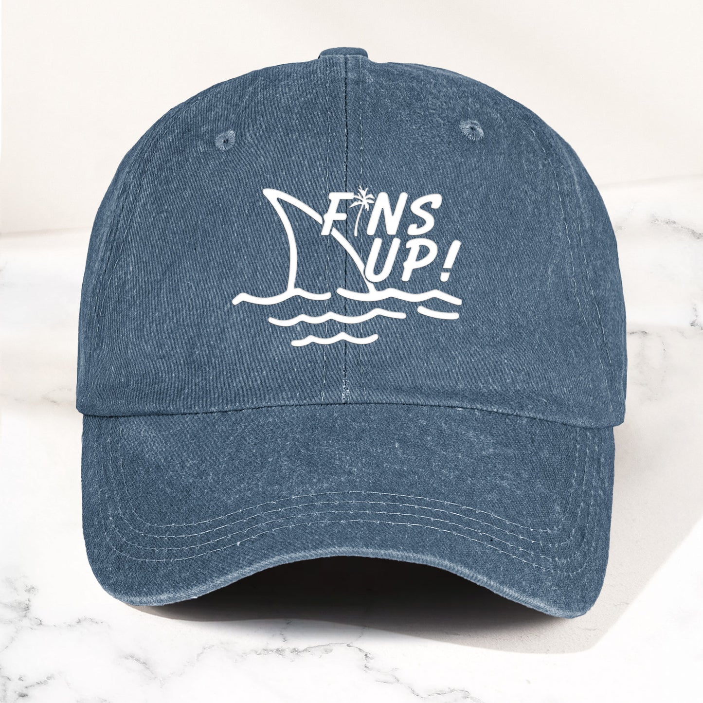 Jimmy Buffett Denim Dad Cap – Fins Up Margaritaville Beach Vibes Hat (With BOX)