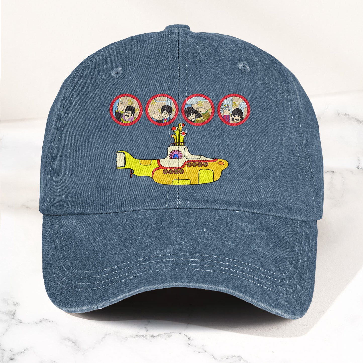 Yellow Submarine from The Beatles 1968 Cartoon Film Denim Cap – Retro Music Fan Concert Cap Gift For Dad (With Box)