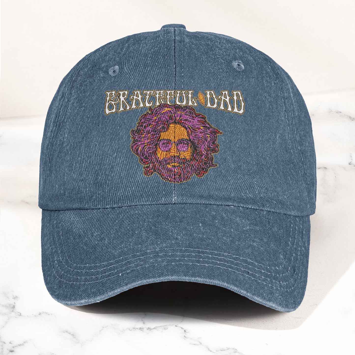 Grateful Dead Jerry Garcia Illustration Denim Cap – Retro Vintage Dad Cap Gift For Dad Father's Day Gift (With Box)