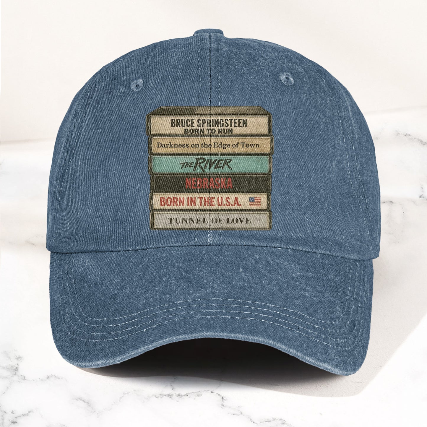 Bruce Springsteen Iconic Cassette Tape Denim Cap – Retro Rock Music Fan Cap (With Box)