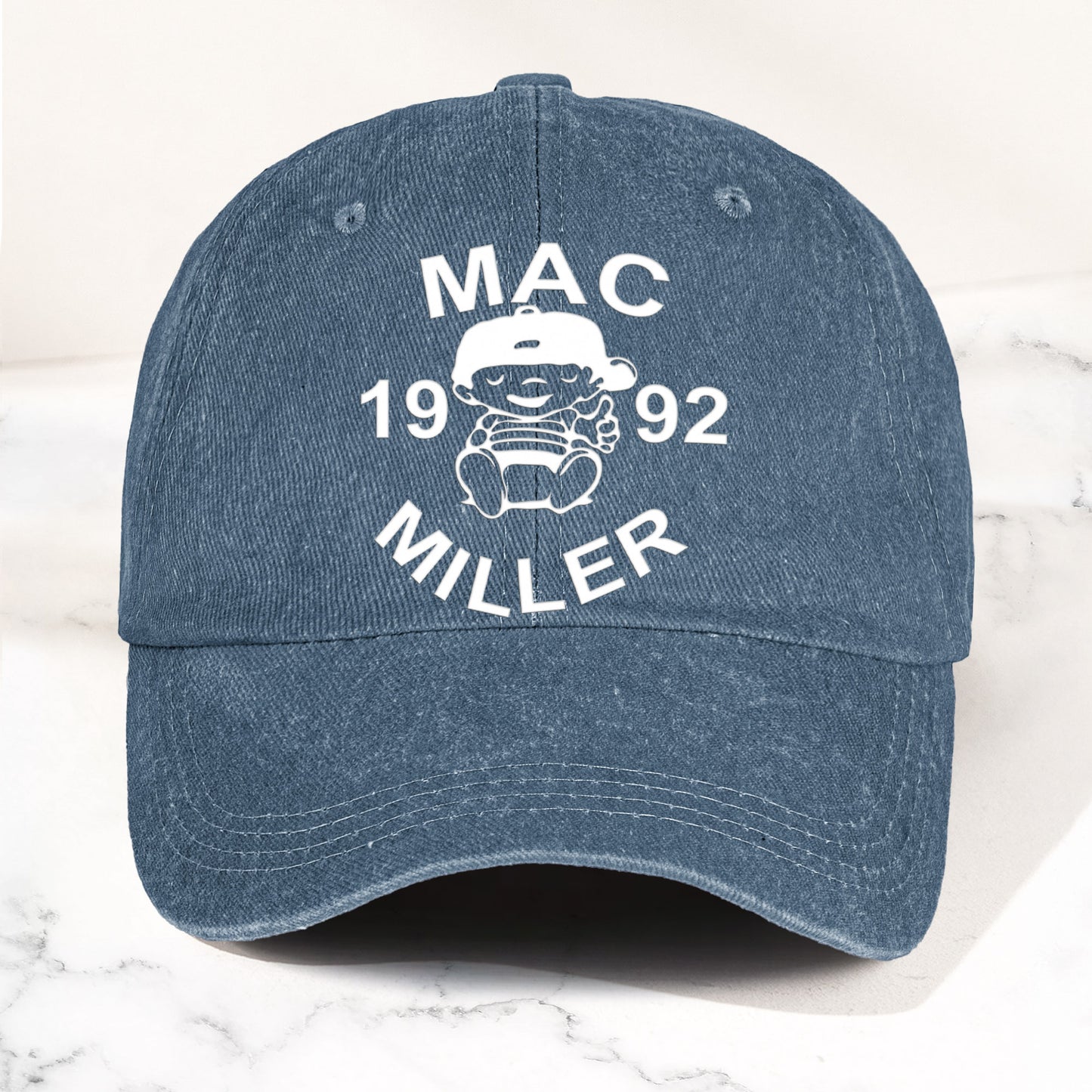 Mac Miller Denim Dad Cap – 1992 Baby Logo Tribute Design ( With BOX)