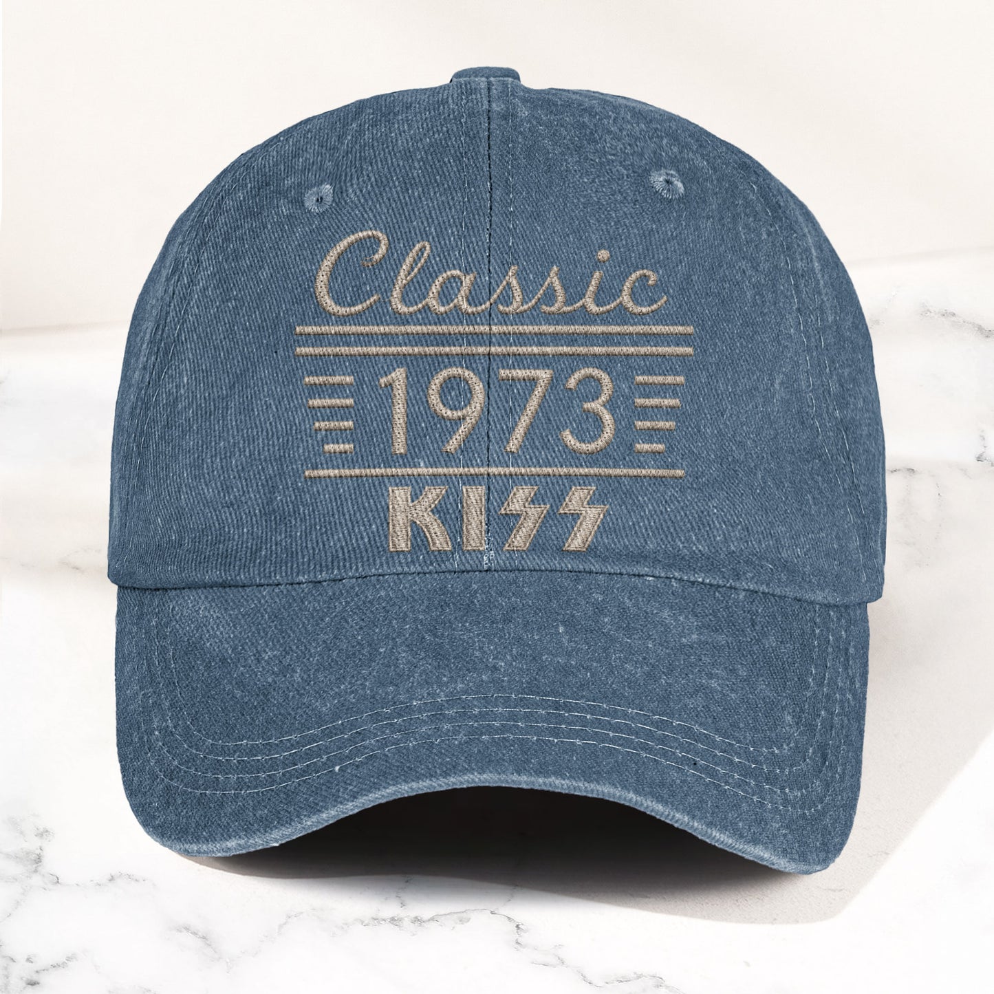 Kiss Classic 1973 Est Hard Rock Glam Metal Band Music Merch Denim Cap – Retro Vintage Dad Cap Gift For Dad (With Box)