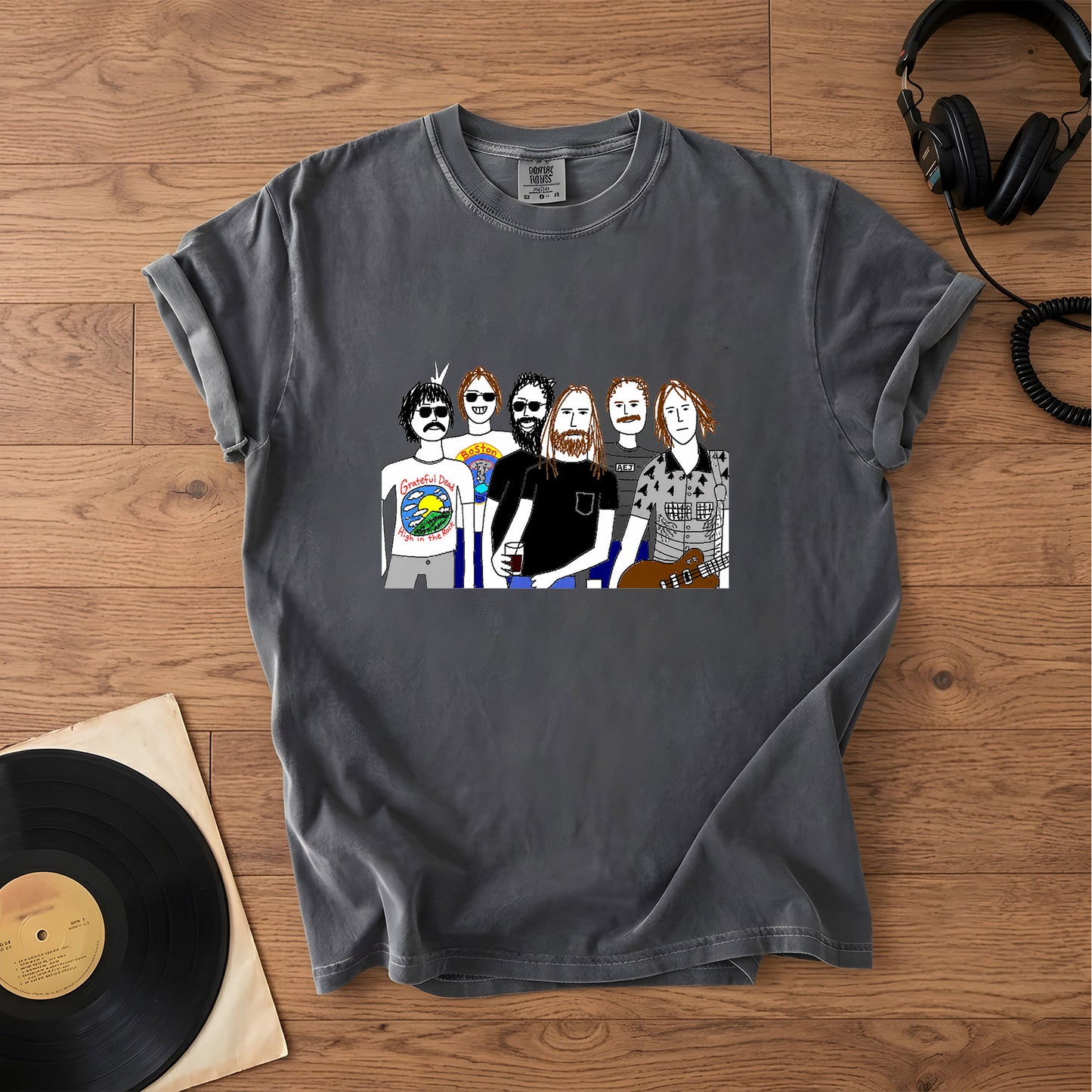 Grateful Dead Inspired Band Cartoon Graphic T-Shirt – Retro Rock Music Band Merch Tee