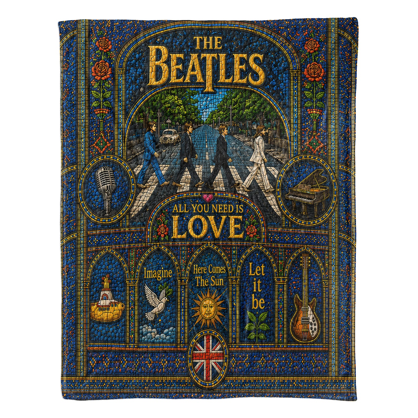 The Beatles Abbey Road Sherpa Blanket – Yellow Submarine Stained Glass Blanket