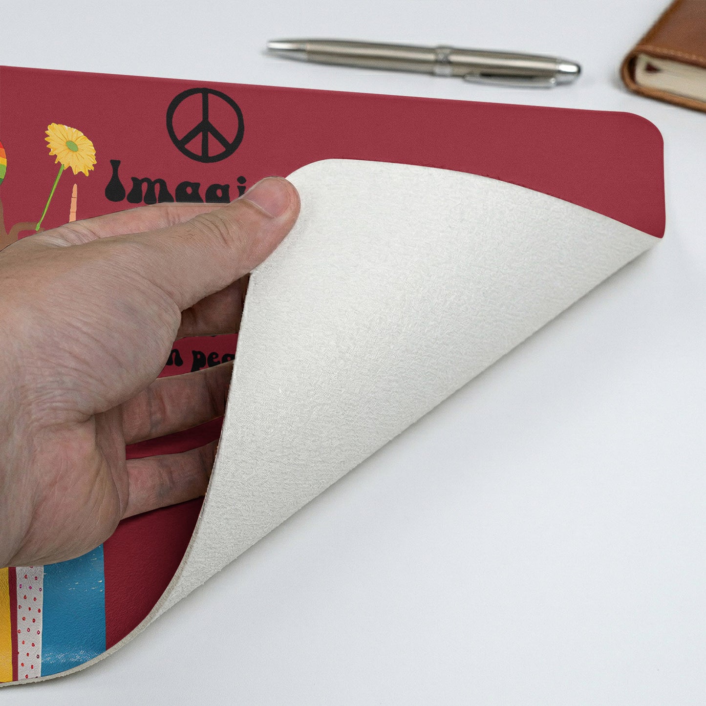 Imagine All The People Living Life In Peace Desk Mat – Non-slip Home Office Gift Keyboard Pad Birthday Gift Pride