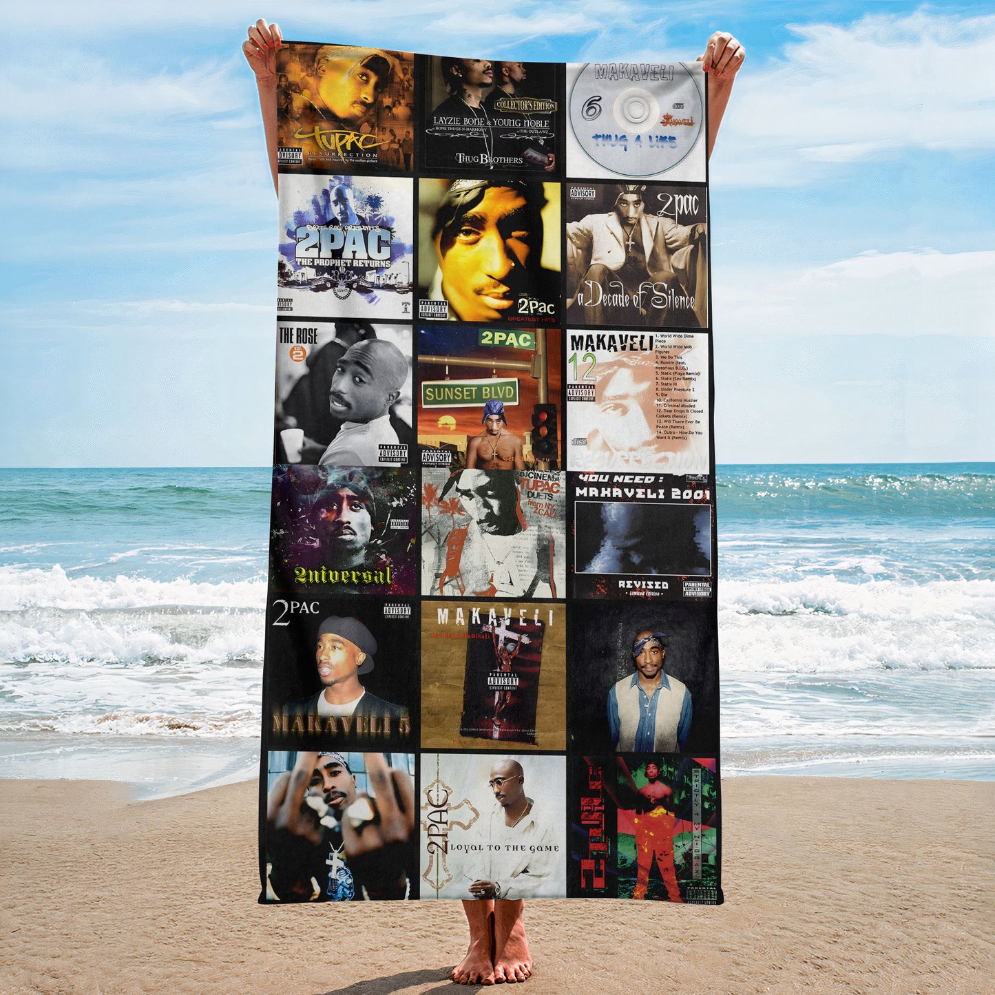 2Pac Beach Towel – Album Cover Collage Classic Hip-Hop Towel