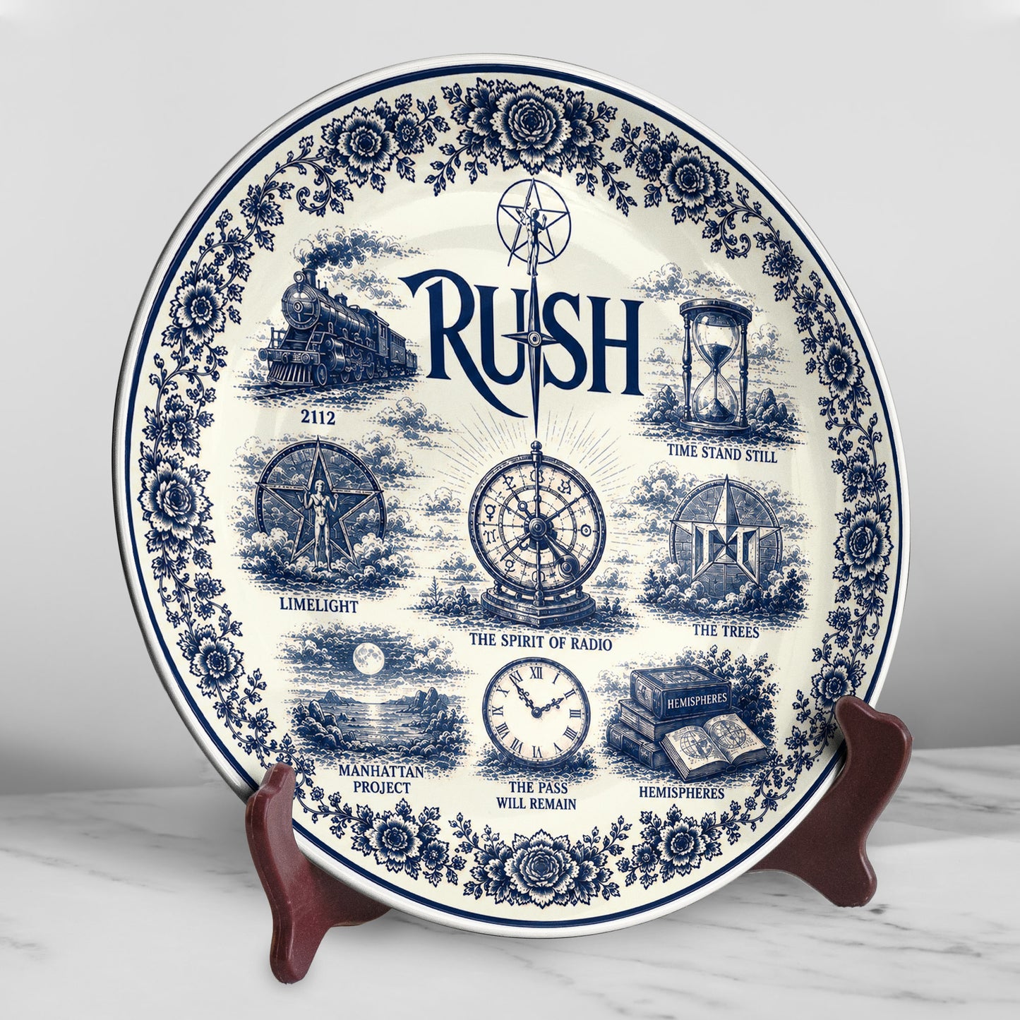 Rush Decorative Ceramic Plate with Display Stand – Classic Rock Songs Memorabilia Gift