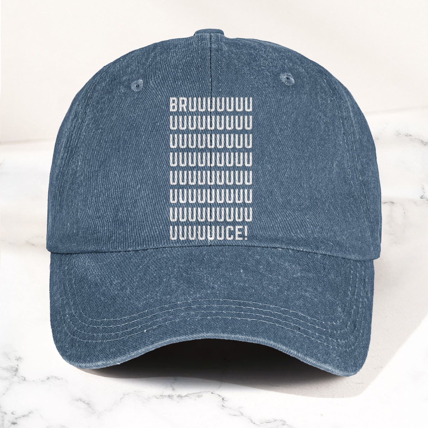 Bruce Springsteen BRUUUUCE! Text Denim Cap – Retro Rock Music Fan Cap (With Box)